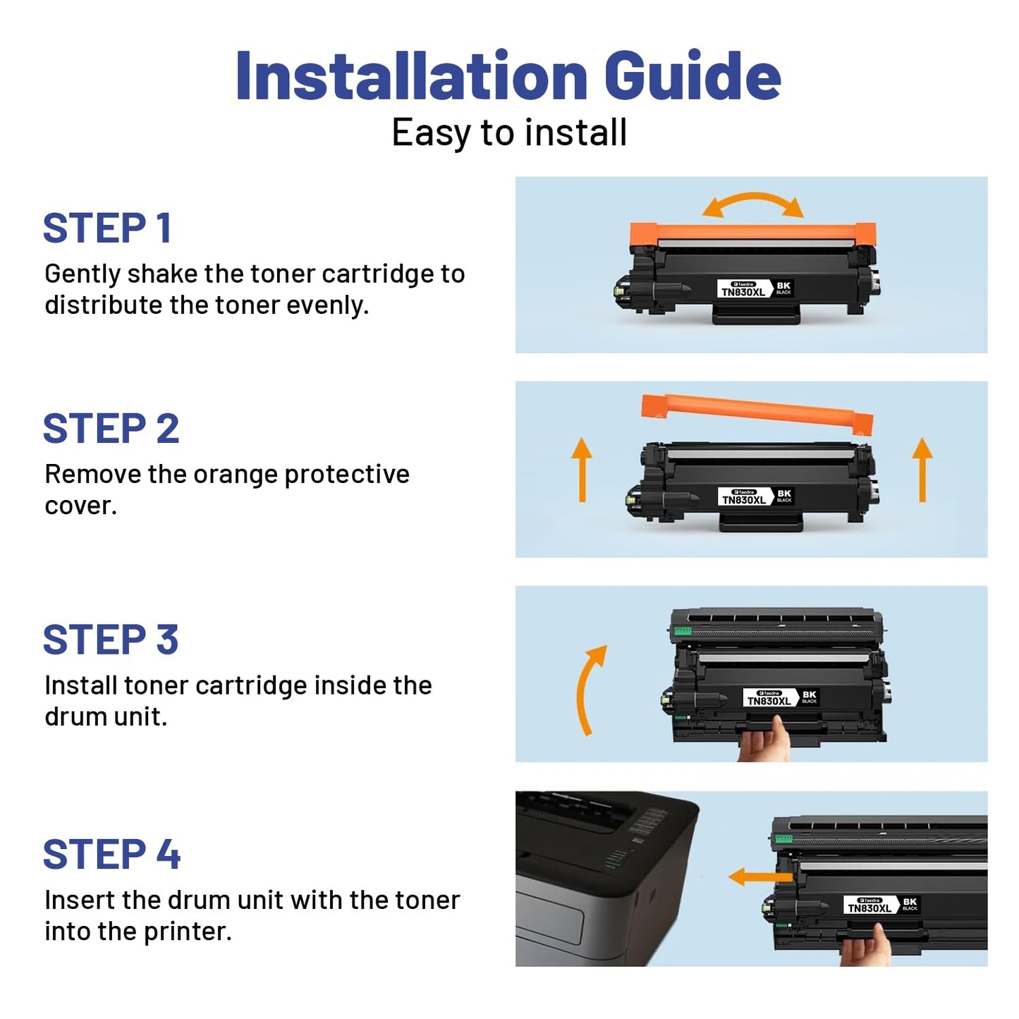(with Chip) TN830XL Toner Cartridge Compatible Replacement for Brother TN830XL TN830 XL Toner Cartridges for Brother DCP-L2640DW HL-L2460DW MFC-L2820DW HL-L2400D HL-L2405W HL-L2865DW Toner (2 Black)