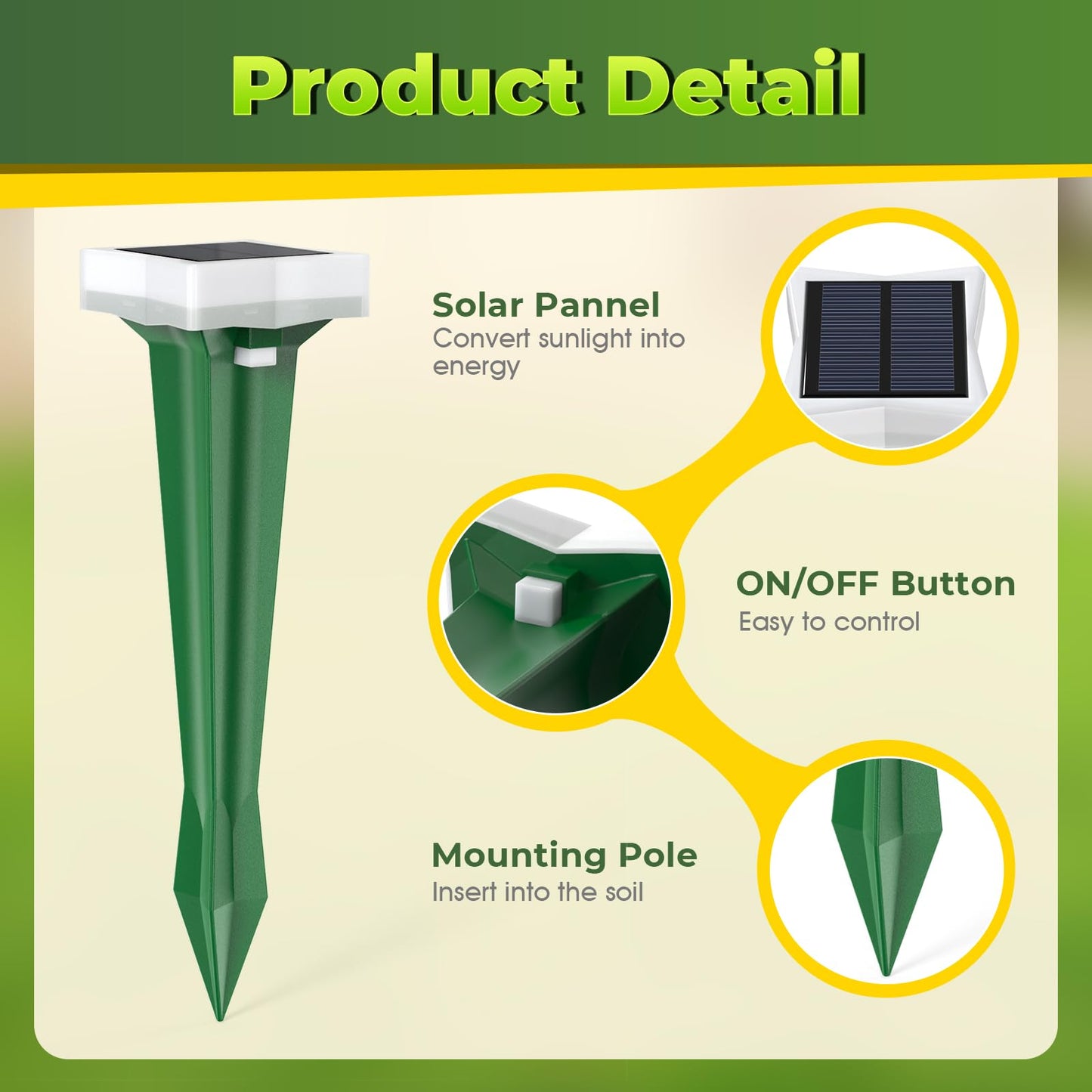 Animal Deterrent Devices, 2 Pack Solar Powered Mole Repellent Raccoon Cat Repeller, Outdoor Waterproof Squirrel Repellent Bird Repellent Devices Outdoor Deer Deterrent Devices 400 Hz