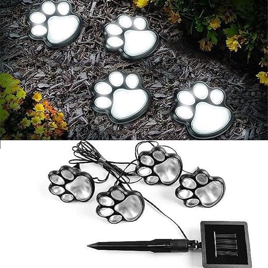 Paw Print Path Lights Garden Animal Statue Lantern Led Path 3" Light Lamp for Garden Patio Yard Decor Walkway Lighting