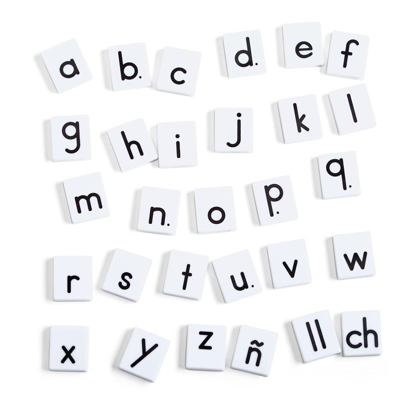 hand2mind Black and White Plastic Lowercase Alphabet Letter Tiles with Storage, Learn Alphabet Letters at Home, Word Work, Spelling, and Phonemic Awareness Home Activities, Homeschool Supplies