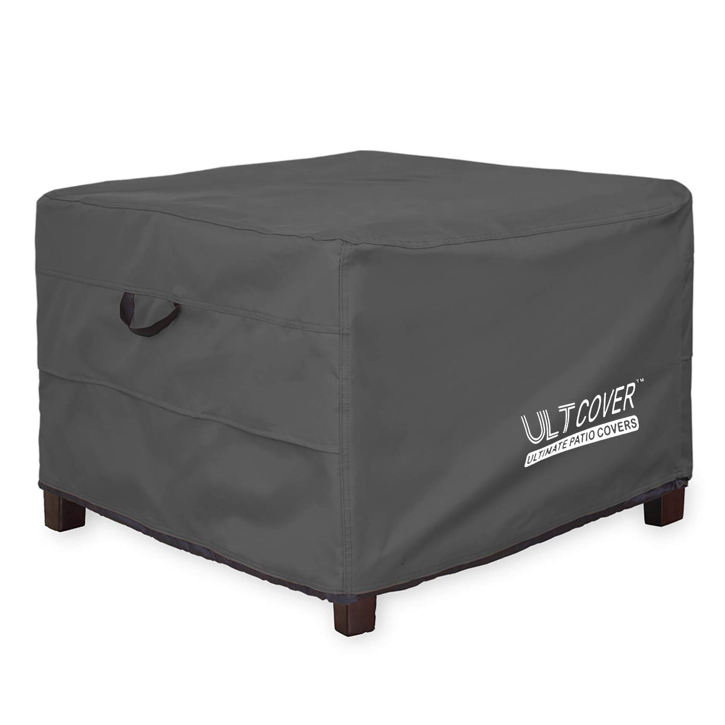 ULTCOVER Waterproof Patio Ottoman Cover Square Outdoor Side Table Furniture Covers Size 32L x 32W x 20H inch, Black