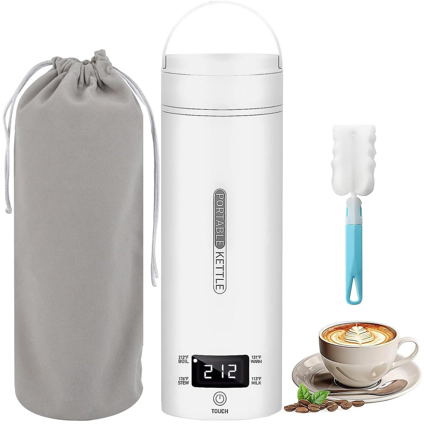 Portable Electric Kettle, Electric Travel Kettle With 4 Smart Tempe Preset, Mini Tea Kettle Leakproof Coffee Kettle with Clean Brush and Auto Shut-Off