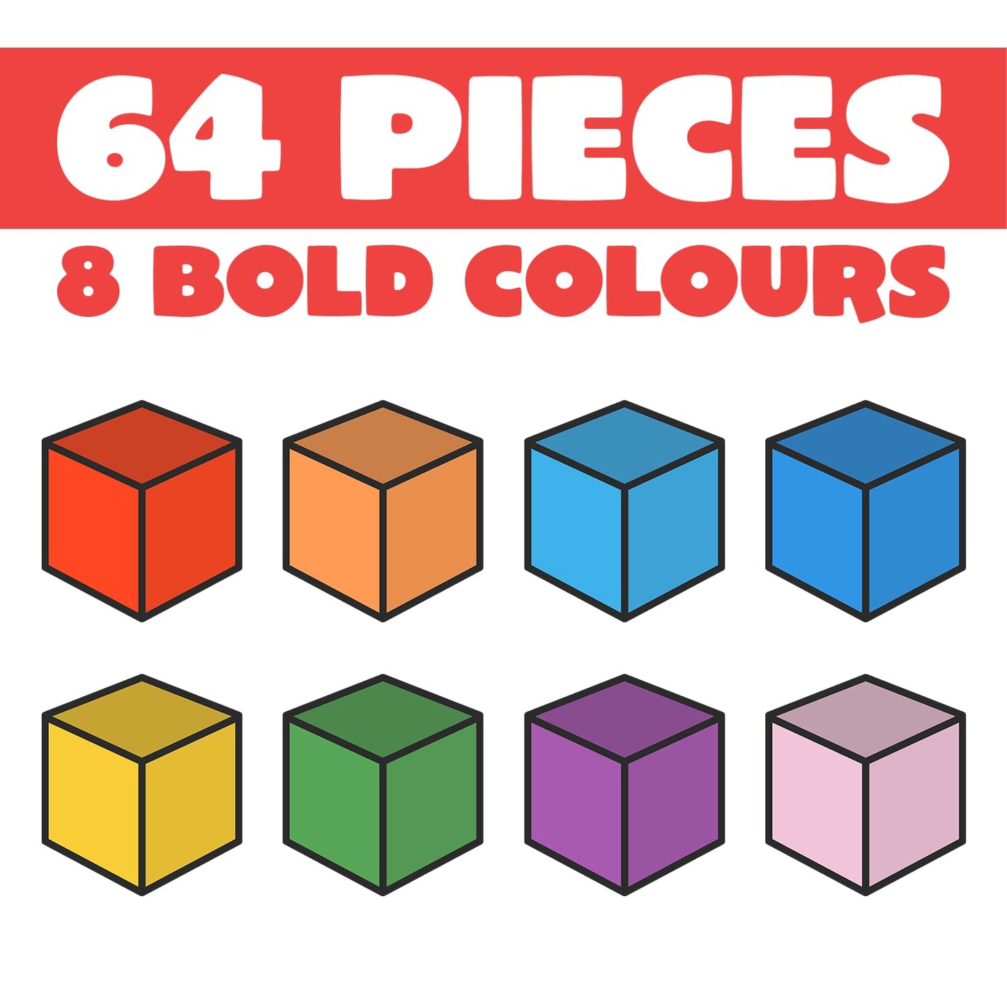 Blockyms First Box – 64PCS Magnetic Blocks for Kids 3-8+ | Cubes Size 3cm/1.18in | STEM Montessori Sensory Toys | Magnetic Storage Box | Educational Building Set | Gift for Boys & Girls