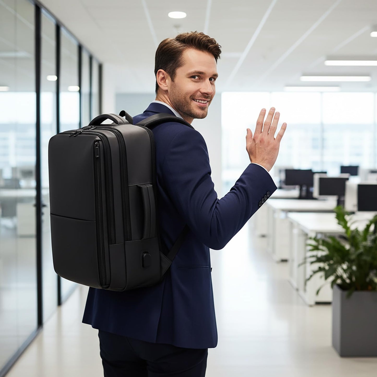 Large Capacity Personal Item Backpack, Underseat Carry On Hand Luggage, Flight Approved Cabin Bag for Business Travel and Airplane Use (Fits 15.6 Inch Laptop, Black)
