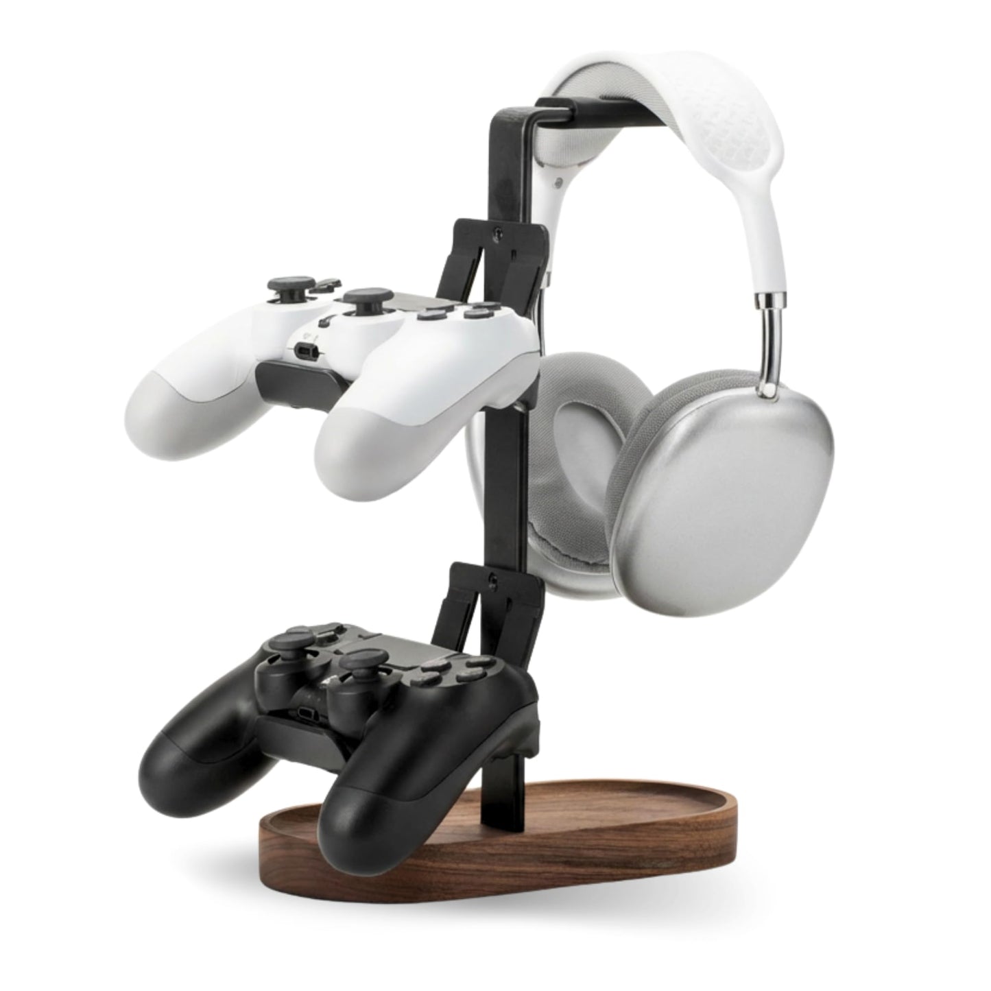 muso wood Gaming Headphones Stand, Walnut & Aluminum Headset Stand for Desktop Organizer, Suitable for PS5, Xbox, Switch, AirPods Max, Minimalist Desk Decor