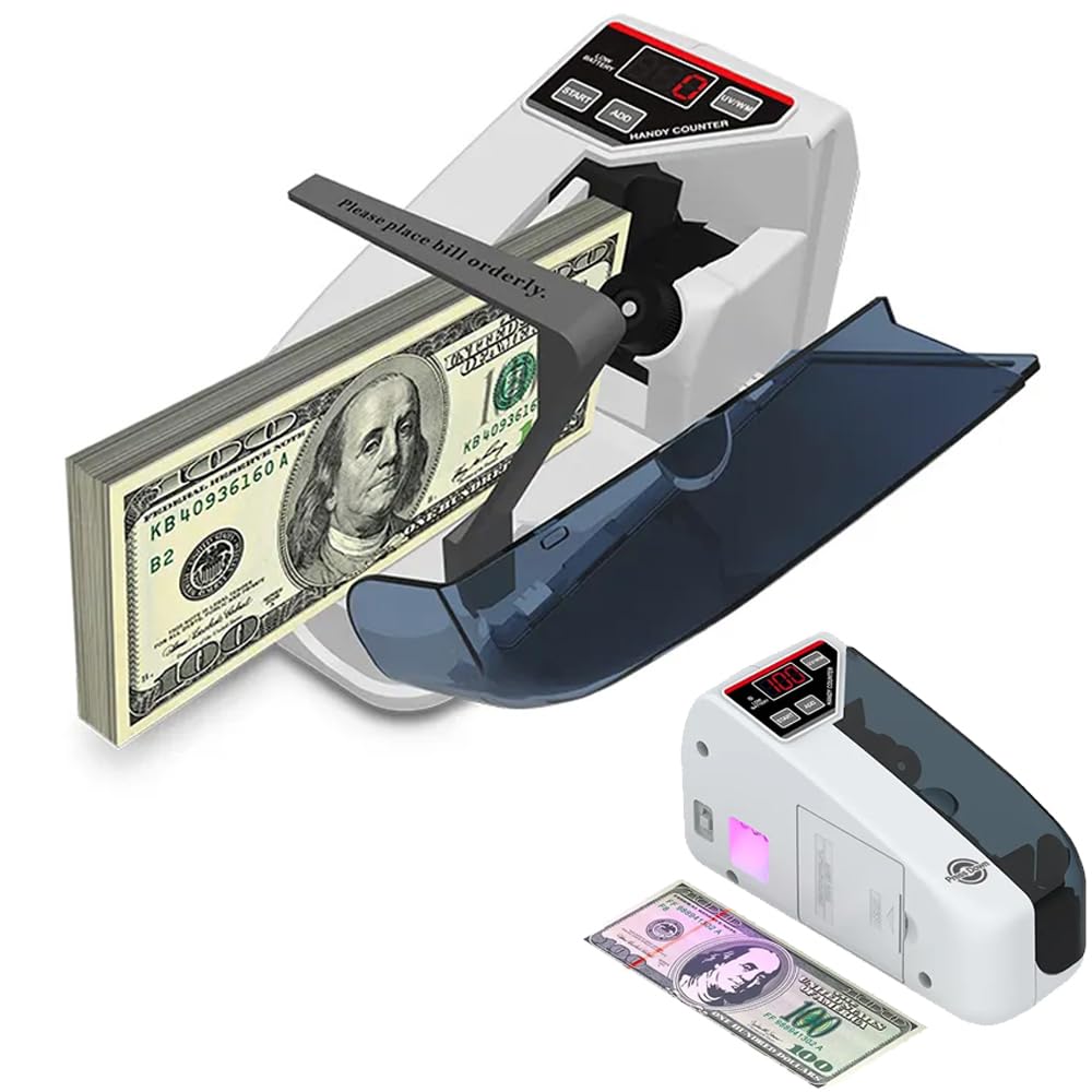 Portable Handy Bill Counter Cash Banknote Counter Money Currency Counting Machine AC or Battery Powered with UV Lamp