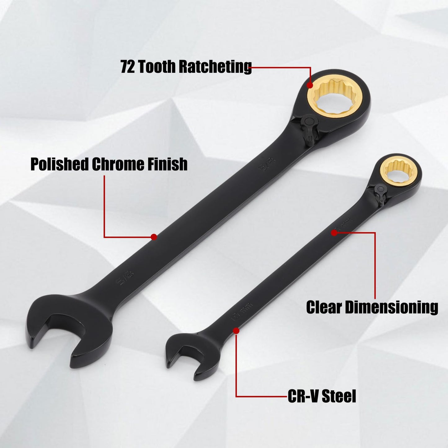 EMENTOL 20-Piece Ratcheting Wrench Set, Metric 8-19mm & SAE 5/16-3/4″, 72 Teeth, Heavy-Duty Combination Wrenches, CR-V Steel, Includes Portable Plastic Case