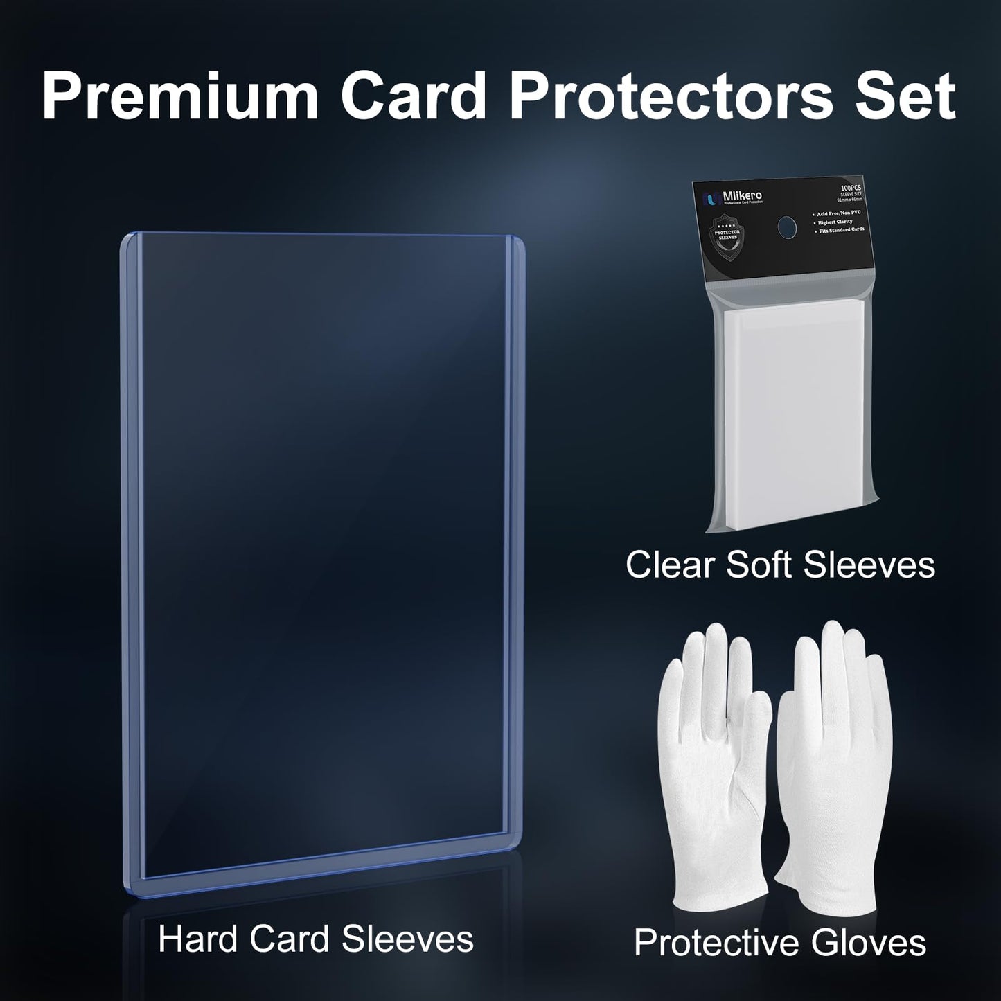 400 Card Sleeves Top Loaders for Cards, 3"x4" Hockey Card Protectors Hard Plastic, Trading Card Sleeves Fit for Hockey and Game Cards (200 Toploaders + 200 Soft Sleeves)