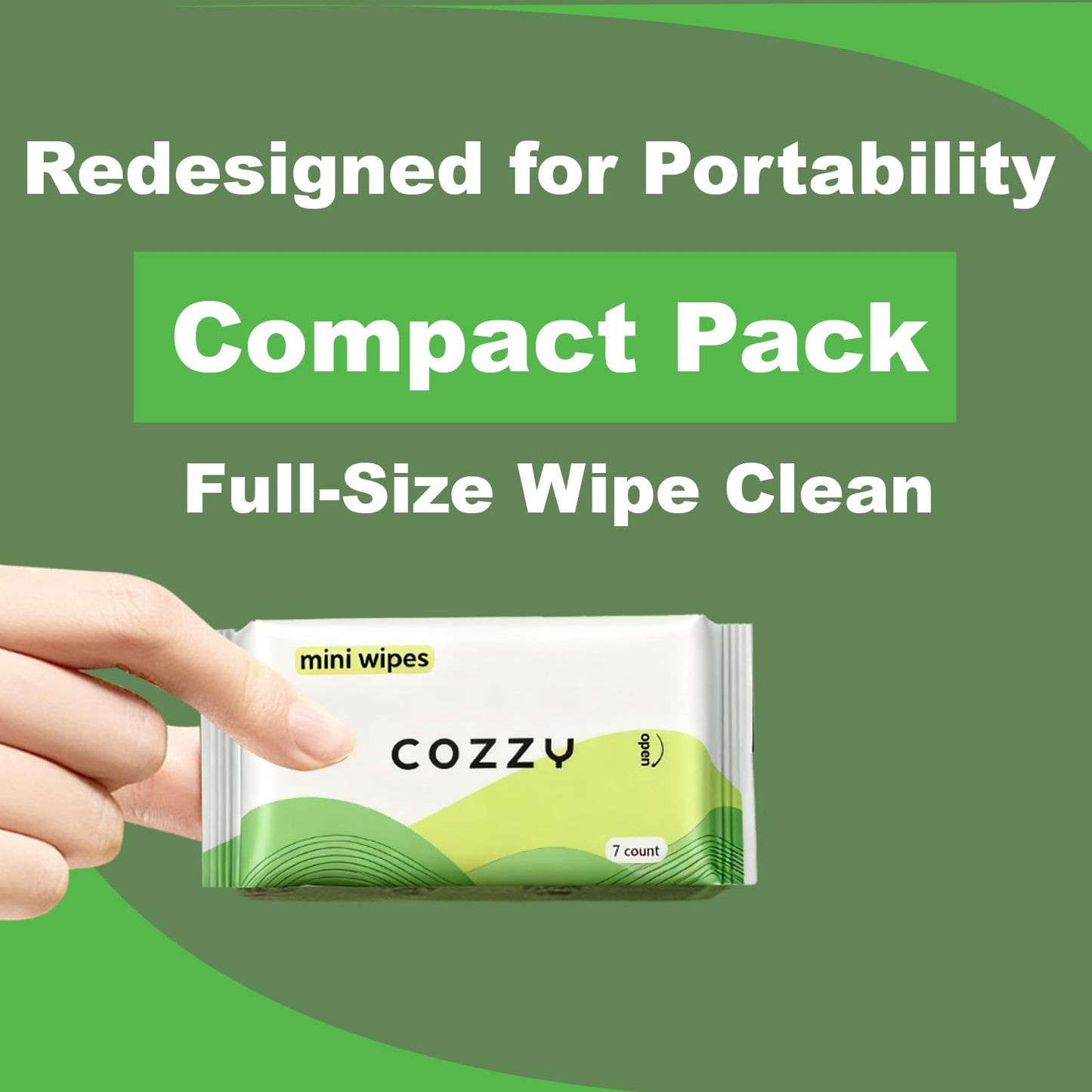 COZZY Ultra-Compact Mini Travel Wipes - Gentle & Skin-Friendly, Unscented, Alcohol-Free, Paraben-Free - Ideal for Adults, Kids & Babies - 48 Packs (336 Total Wipes)