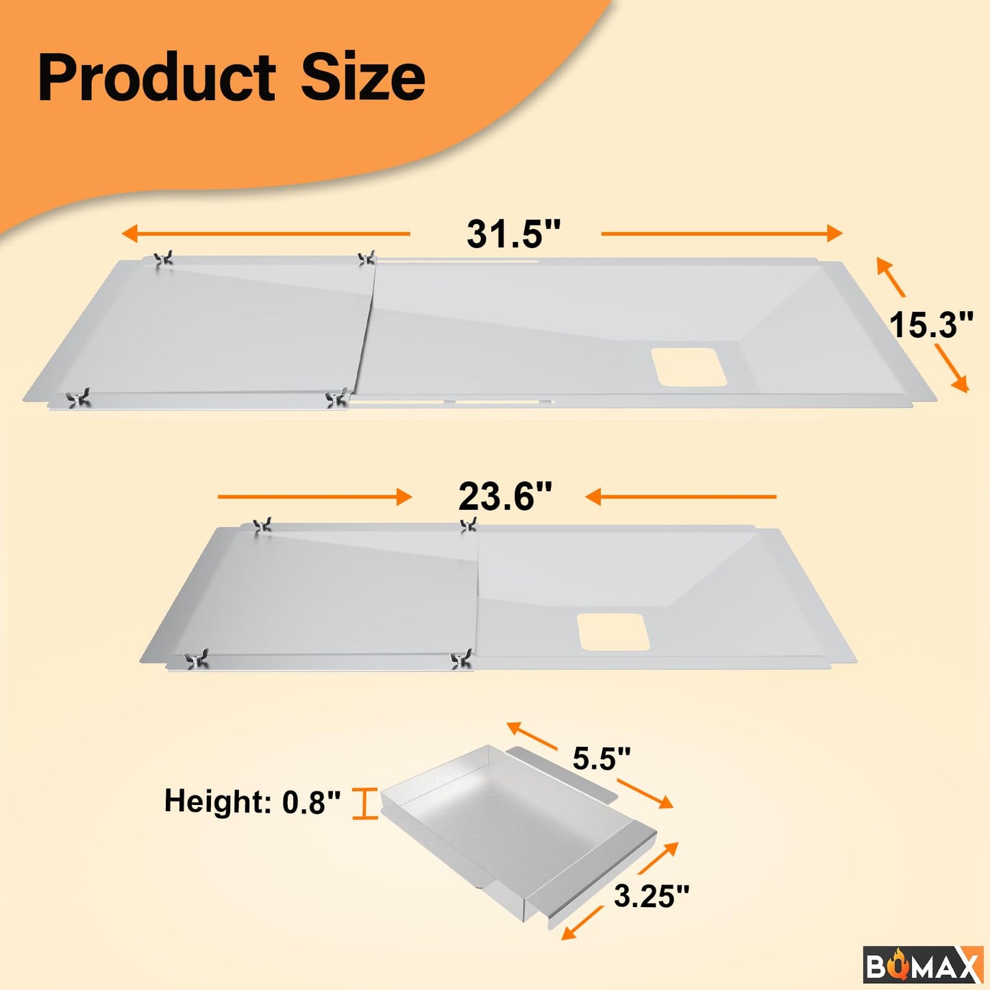 Universal Grease Tray with Catch for Nexgrill BBQ Grill 720-0830H, Adjustable Drip Pan for Nexgrill, Kenmore, Expect Grill BBQ Replacement Parts, BBQ Grease Tray for 3/4/5 Burner BBQ Gas Grill