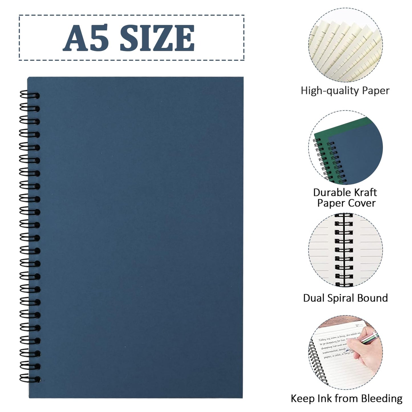 36 Pack Spiral Notebook Journal, A5 Size Lined Spiral Notebook College Ruled Writing Notebooks Bulk Sketchbook Notepad for Office School Supplies, 50 Sheets/100 Pages(9 Colors)