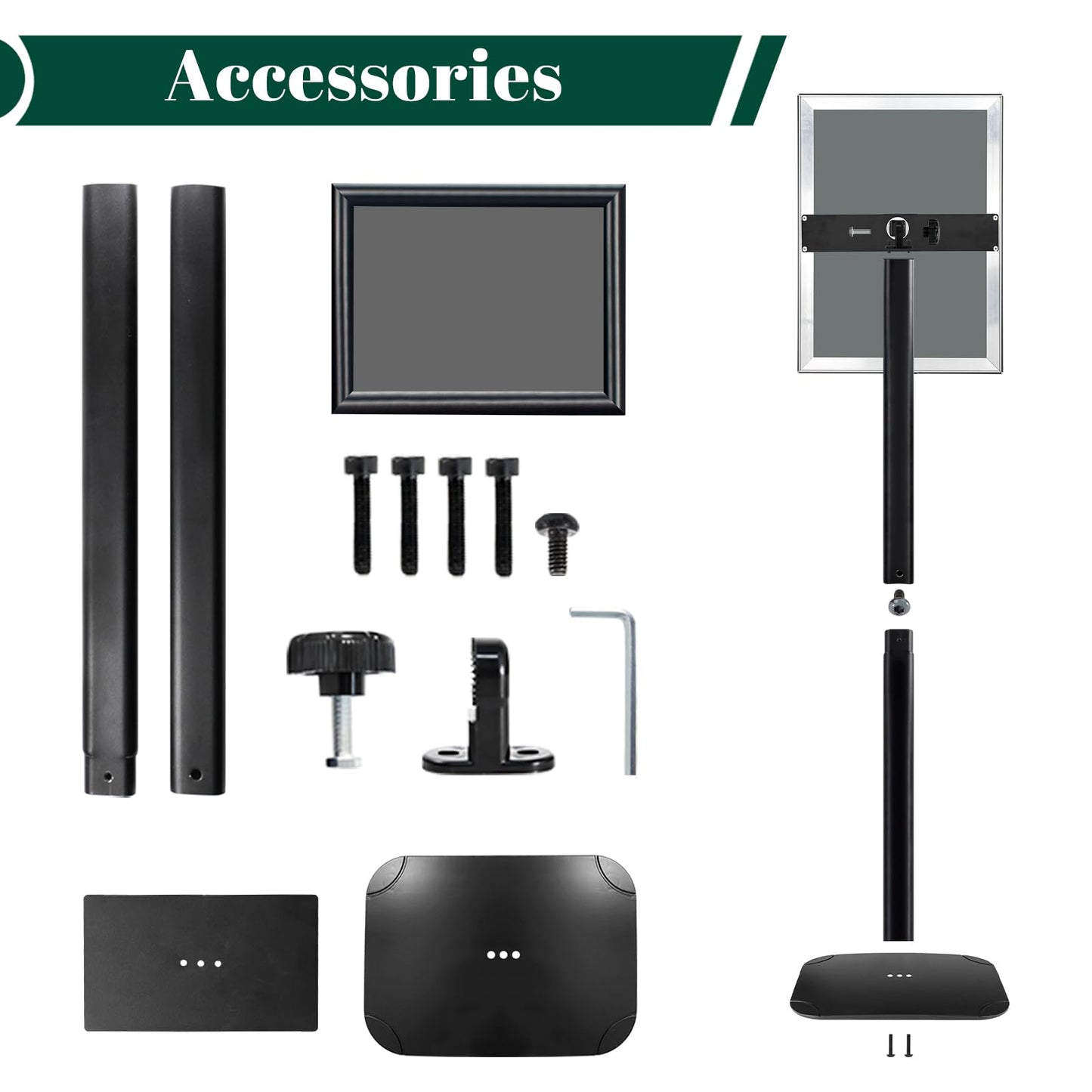 Mutualsign Heavy Duty Pedestal Sign Holder for Display, 8.5 x 11 Inches, Black Plastic Floor Standing Sign Stand with Weighted Base, UV-Resistant PVC, Indoor/Outdoor Advertising