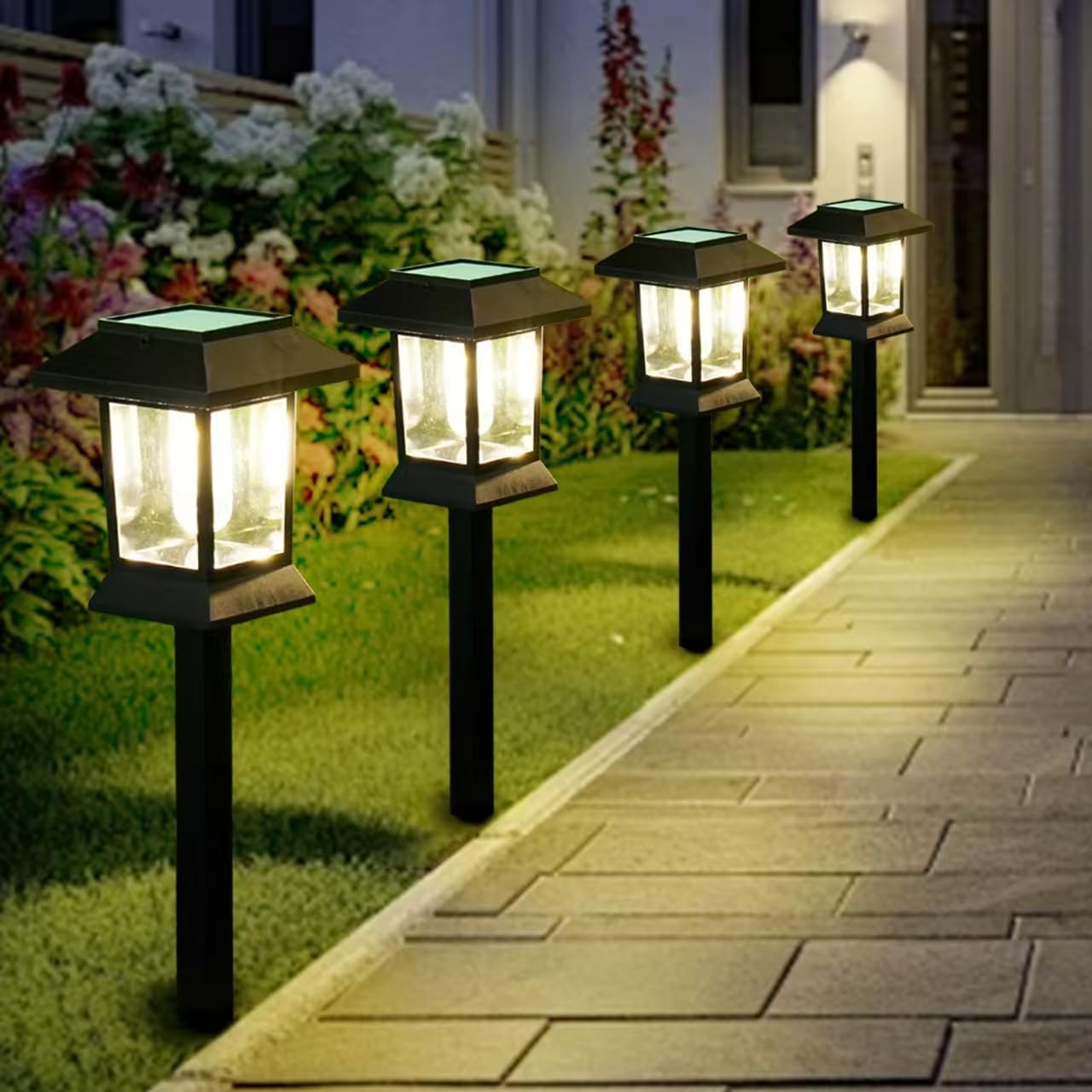 6 Pack Solar Lights Outdoor Dual-Use - Stake & Hang, Solar Pathway & Hanging Lights for Garden Driveway Walkway Yard Decor Landscape Lighting, IP65 Waterproof 1000mAh Battery Up to 12Hrs Auto On/Off
