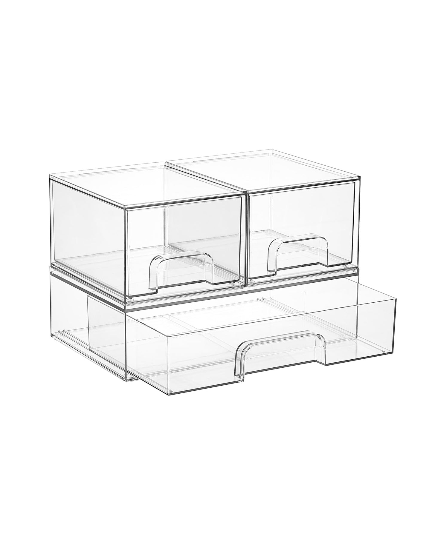 Vtopmart 3 Pack Stackable Clear Plastic Drawer Organizer, Makeup Organizers and Storage for Eyeshadow Palettes, Cosmetics, Beauty Supplies, Ideal for Vanity, Desk, Office, Bathroom Organization