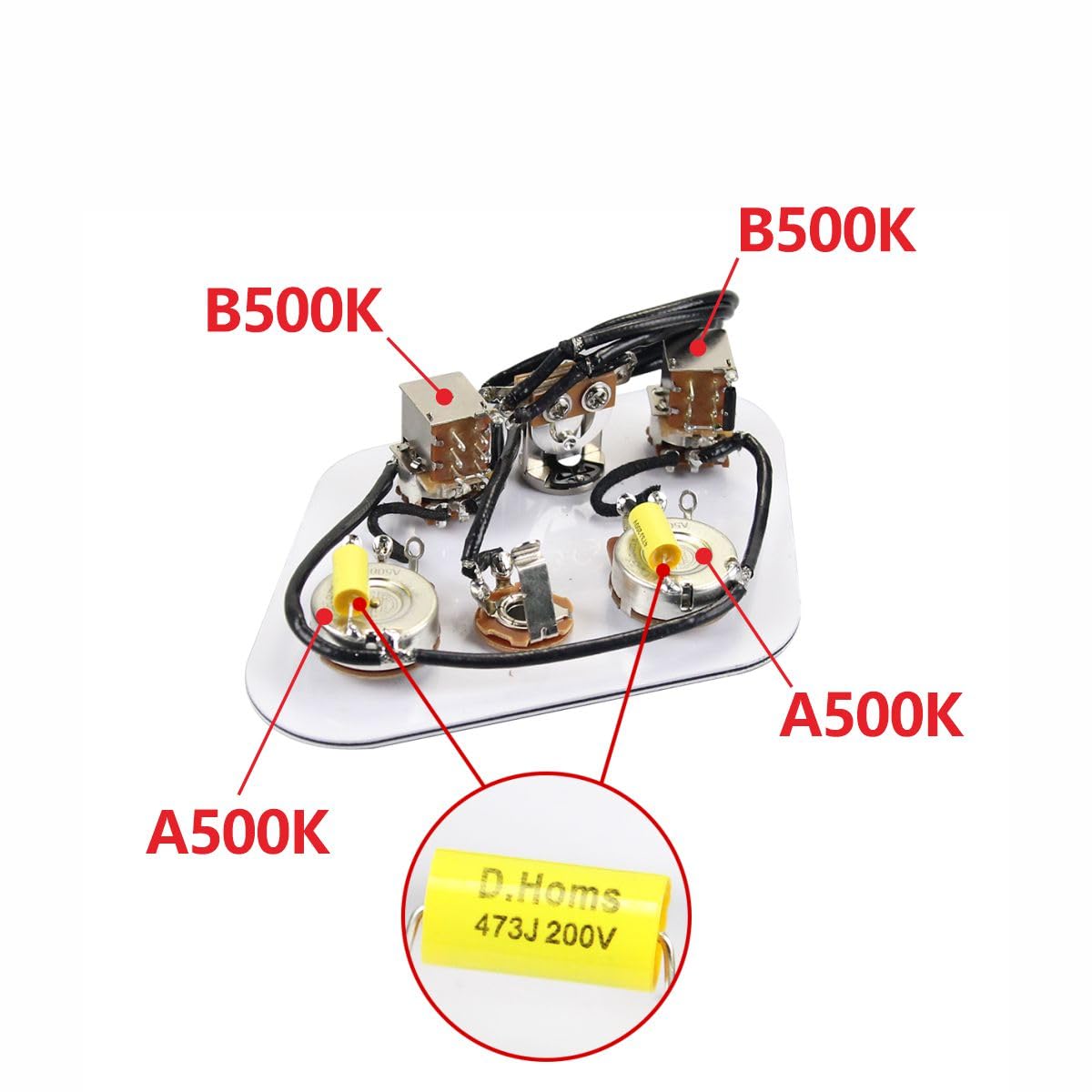 OriPure 2T2V Prewired Wiring Harness Kit Pre-Wired 3-Way Switch Push-Push Pots for SG Guitar Part