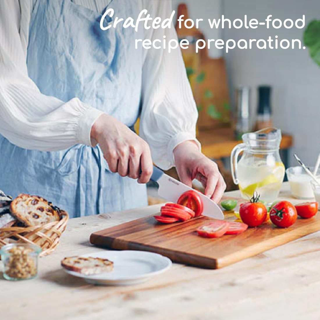 KYOCERA Revolution 2-Piece Ceramic Knife Set: Chef Knife for Your Cooking Needs, 5.5" Santoku and 4.5" Utility Knife, White Blades with Blue Handles, White/Blue