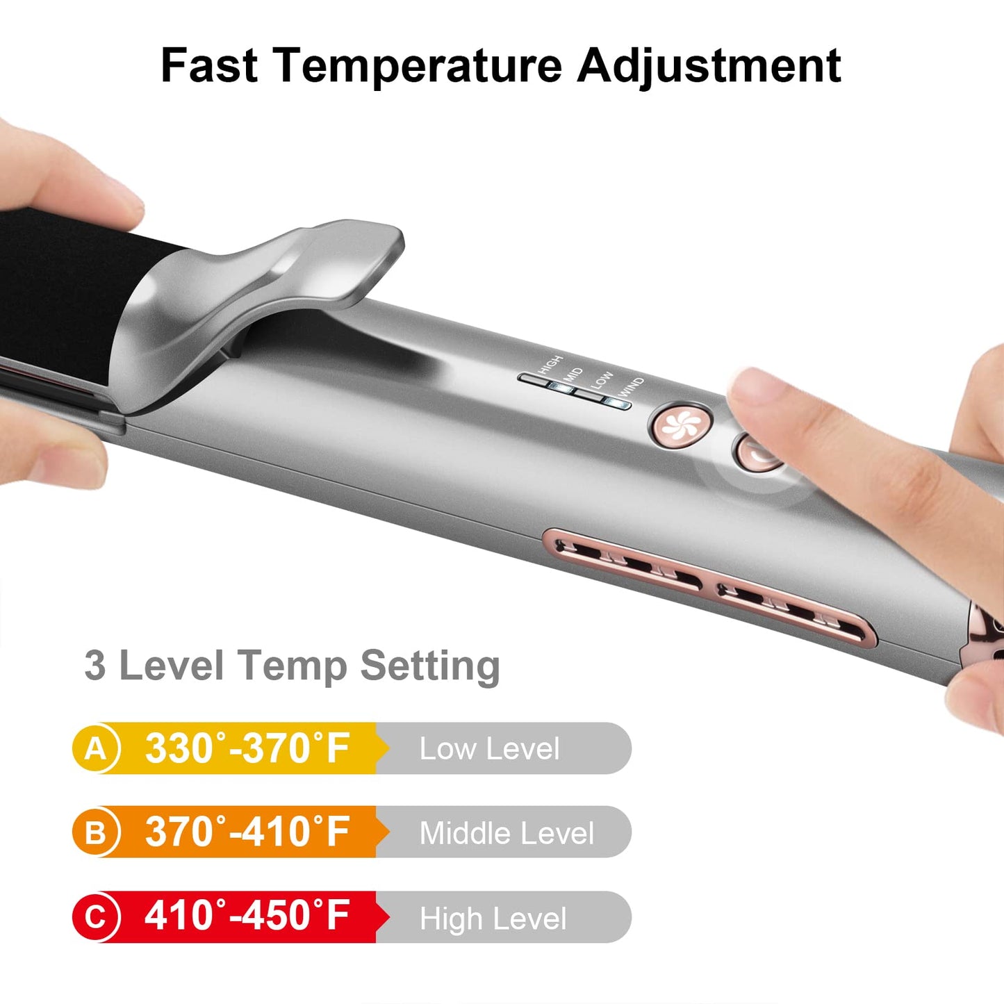 Bouncy Hair Cool Airflow Styler Hair Straightener Iron with Breeze Fan & Anti Scald Felt Fabric, IG INGLAM 2 in 1 Professional Straight and Curl Hair Tools 2022 Version Perfect Nice Gift