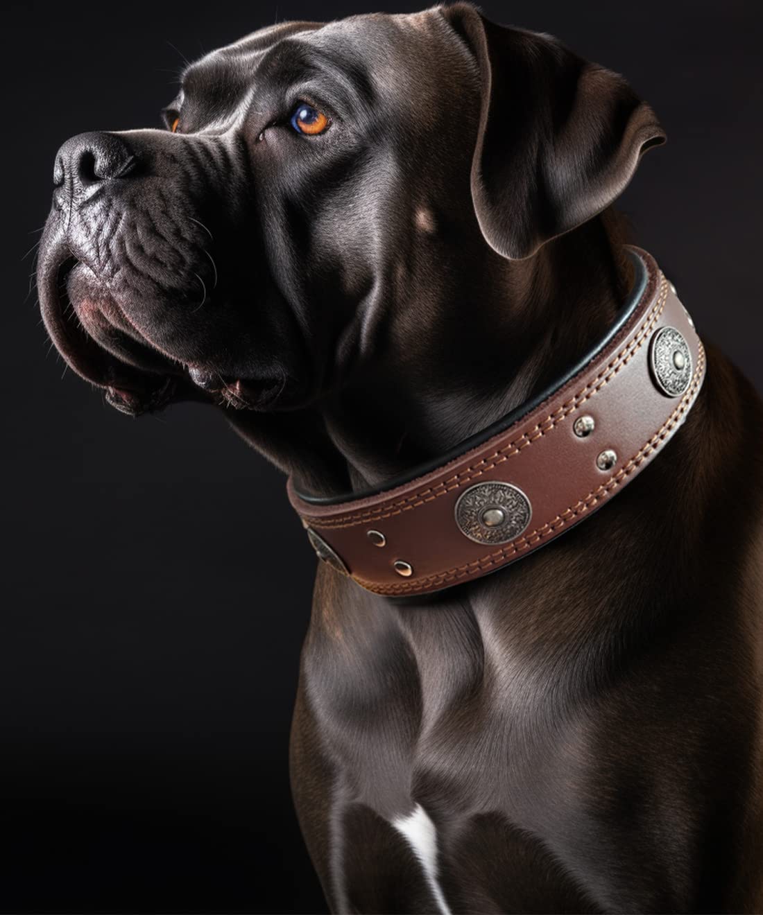 Leather Dog Collar, 2 inches Wide Heavy Duty Genuine Leather Collars, Handmade, Soft, and Luxury, Eye-catching Best Choice for Large and Medium Breed Dogs 21-25 inches