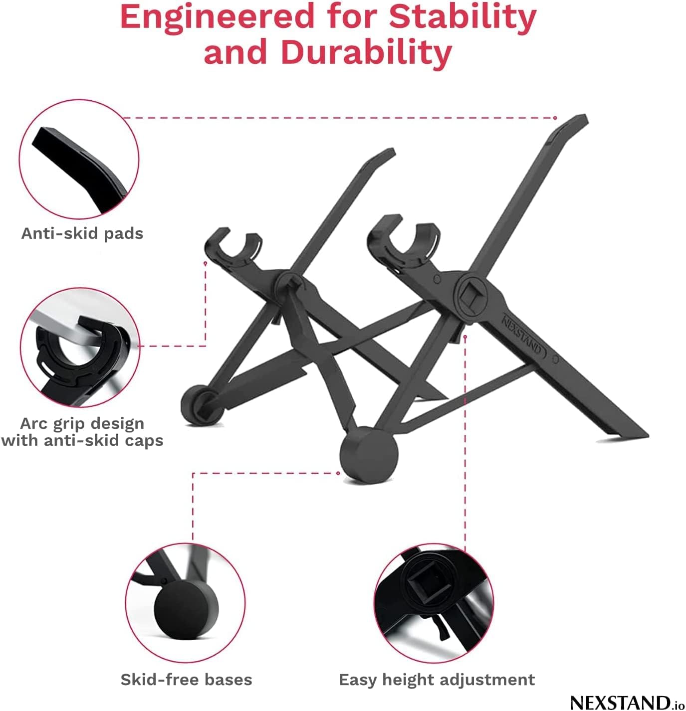 Nexstand Laptop Stand - Portable Foldable & Height Adjustable Universal Fit for MacBook and PC