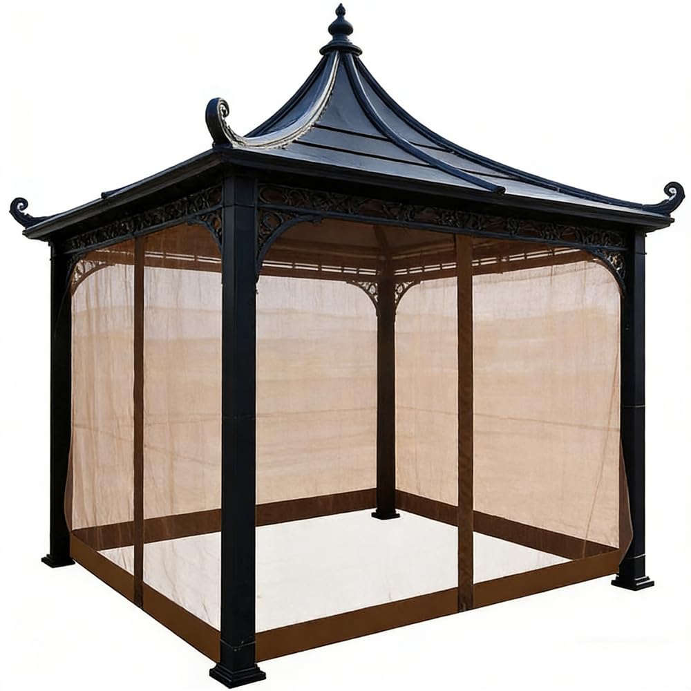 10 x 12 ft Gazebo Mosquito Netting Canopy Mosquito Netting, Universal Replacement Screen Walls Picnic Canopy Outdoor Sun Shade with Zippers
