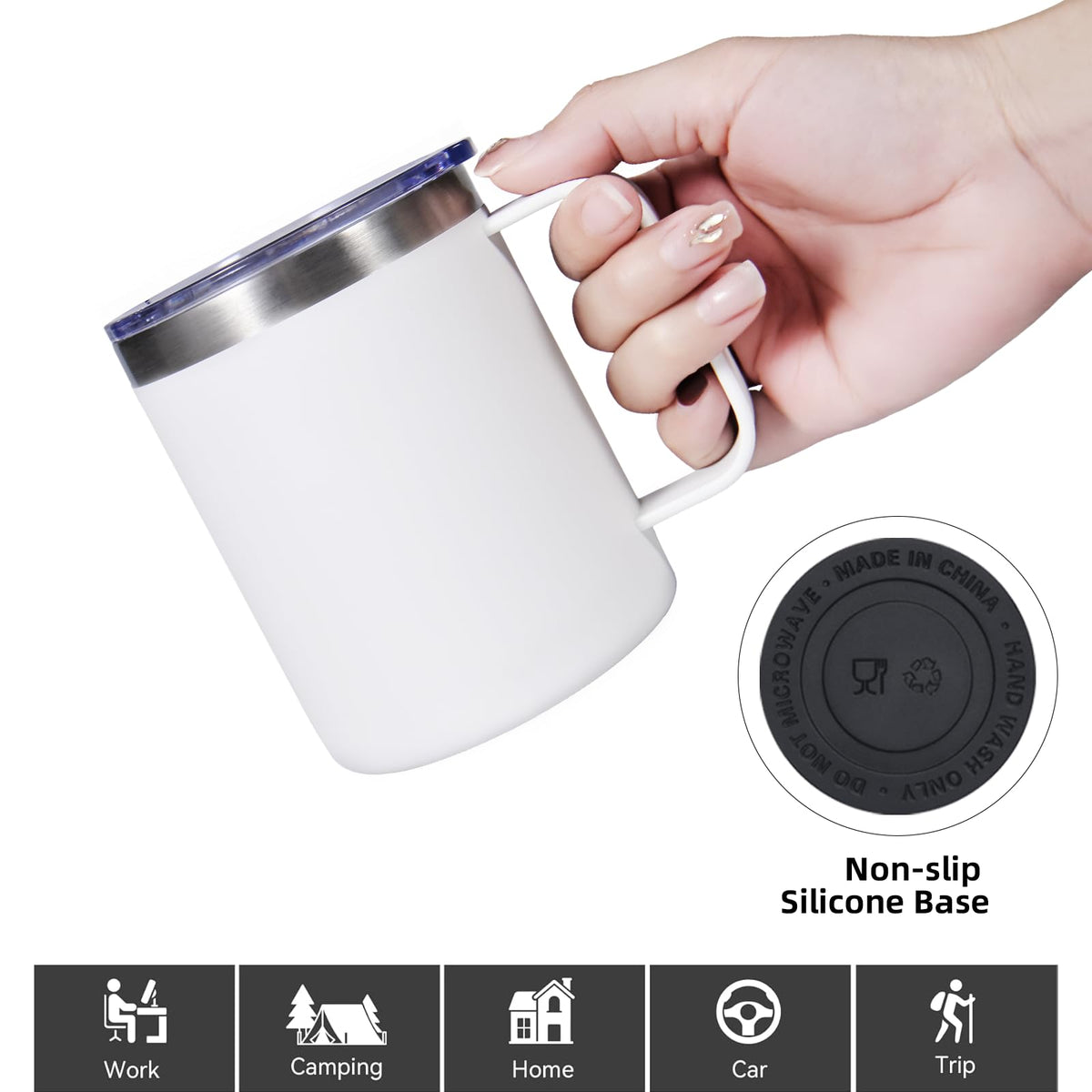 ColorSub 12oz Sublimation Coffee Mugs with Handle Straight Matte Travel Coffee Cups Insulated Stainless Steel Tumblers with Gift Box, Heat Tape for Hot Cold Drinks, 8 Pack