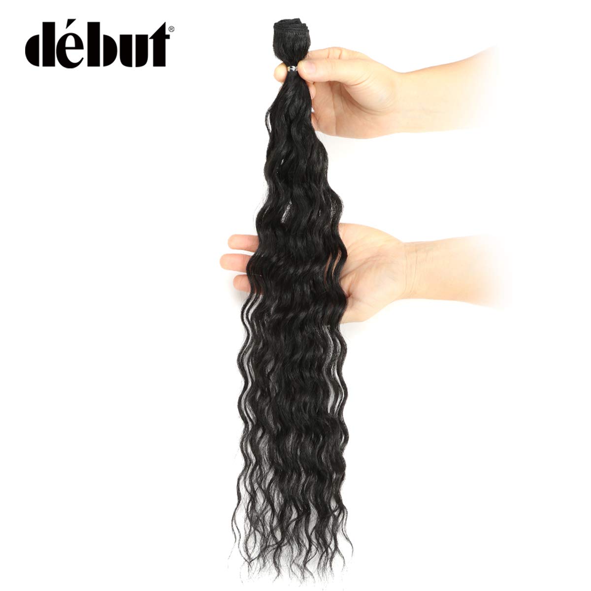 DÉBUT Synthetic Hair 8 Bundles with Simple Closure Weave Water Wave Bundles 9pcs High Temperature Fiber 20 Inches 240g