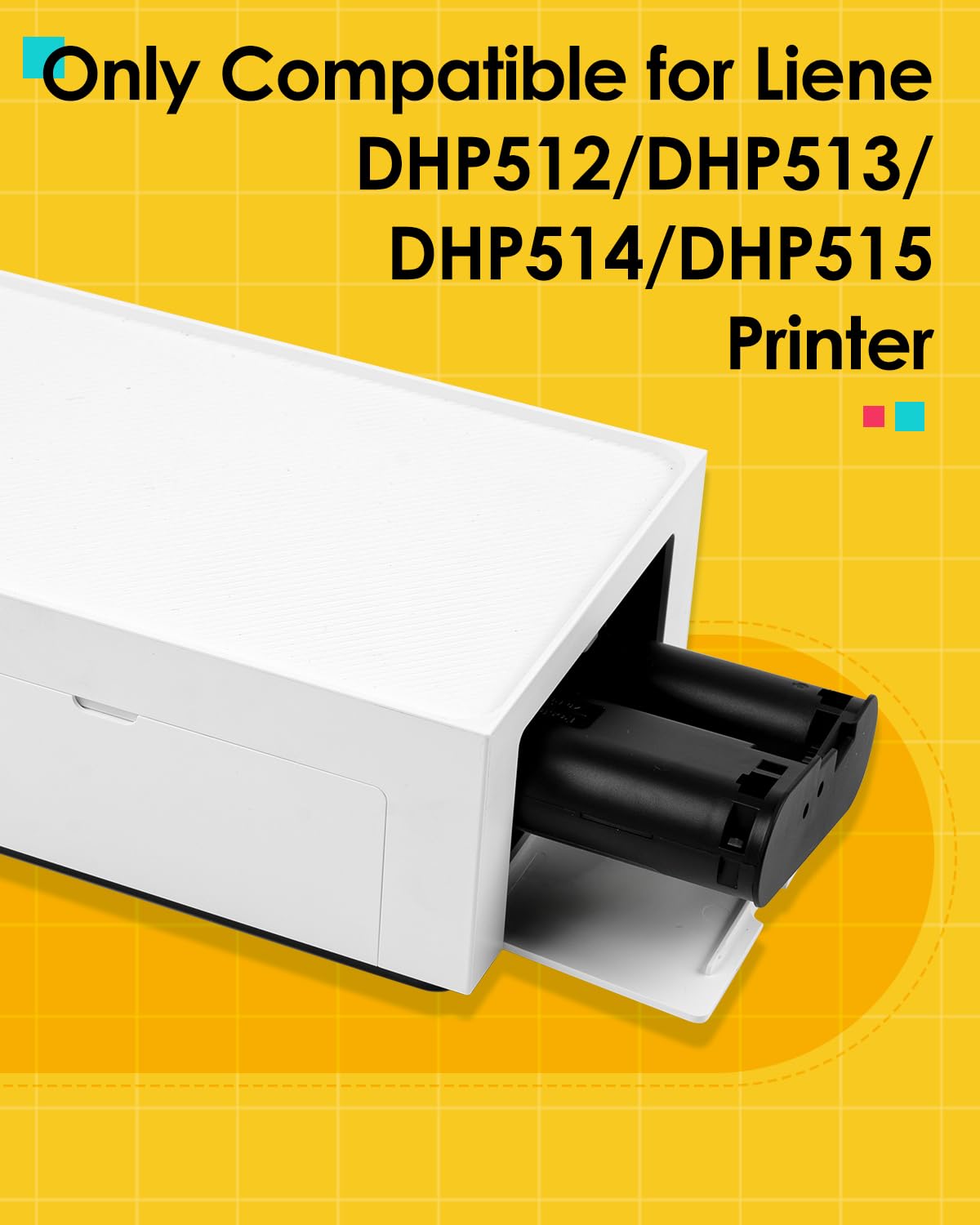 Compatible with Liene Amber M100/M200/M110/M210 4" x 6" Photo Printer 2 Ink Cartridges Refill, Prints 80 Sheets Photo, Only for DHP512/DHP513/DHP514/DHP515, Dye Sublimation (Without Paper)