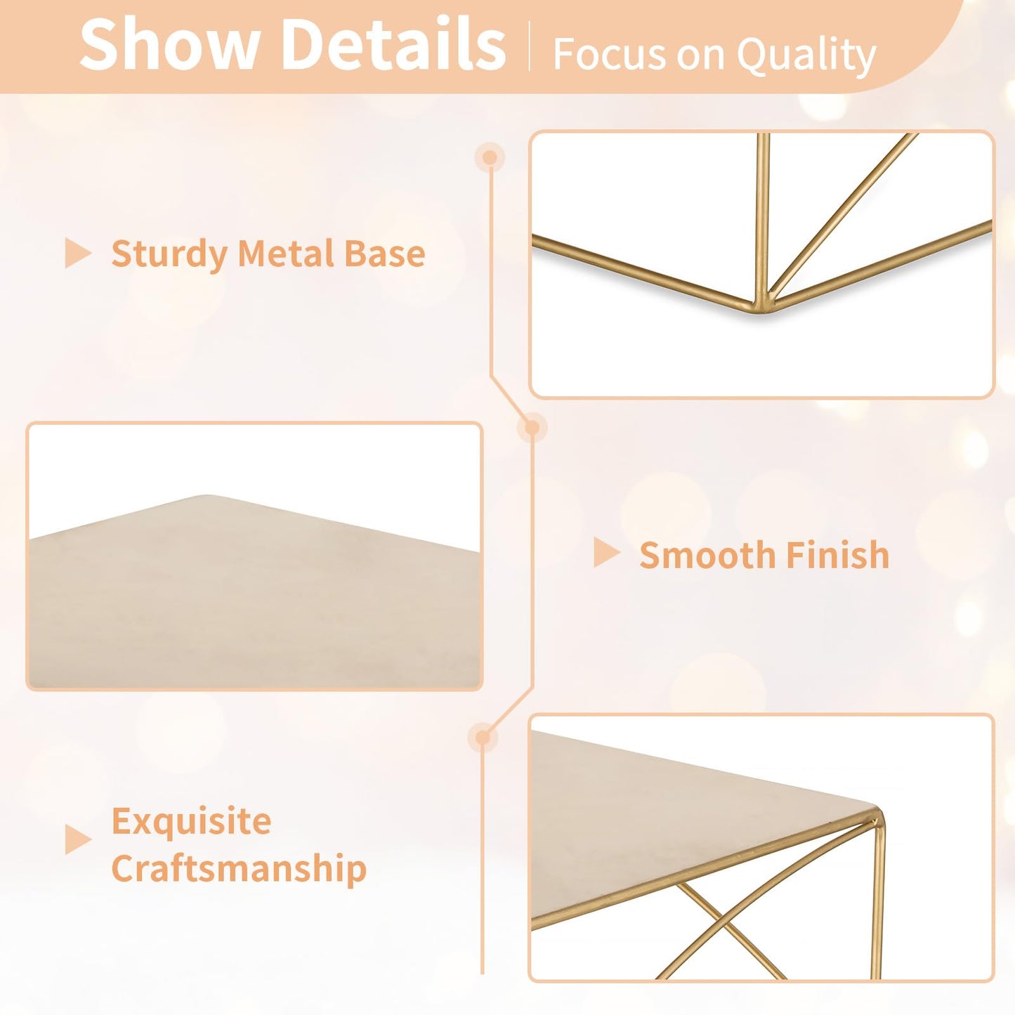 NUPTIO Cake Stand Dessert Display: Gold Cupcake Stands Set of 3 Metal Food Risers for Buffet Table Pedestal Serving Tray for Wedding Anniversary Reception Ceremony Modern Plant Stand 21 26 31CM