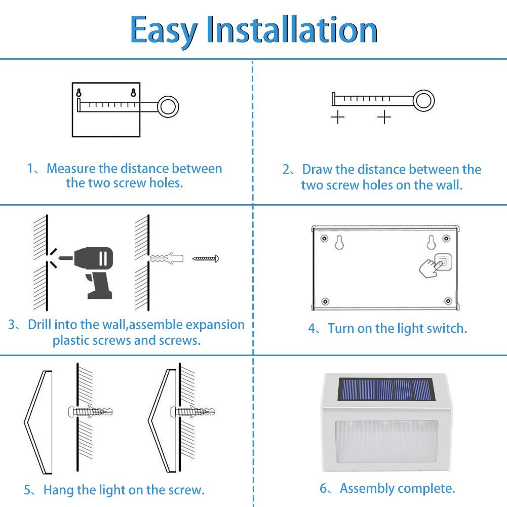 Lightess Solar Lights for Steps Deck Stair Outdoor Waterproof Stainless Steel LED Fence Light, 6 Pack, Warm White