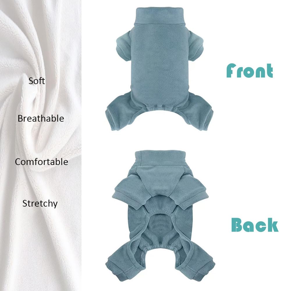 Fleece Dog Pajamas Turtleneck Thermal Dog Pjs Dog Jumpsuit Pet Outfits Warm Dog Onesie Soft Puppy Clothes for Small Sized Dogs and Cats (3pc-GYBUNB, Small)