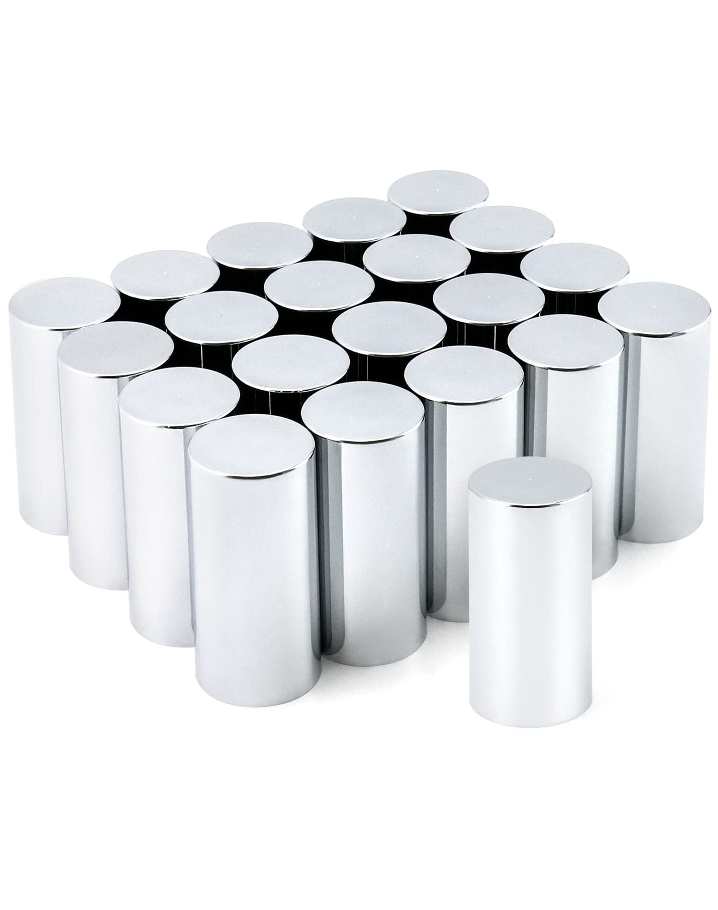 QWORK Lug Nut Covers Caps, Pack of 20 ABS Chrome Plastic Nut Caps, 33mm x 3-1/2" Cylinder Nut Cover, Thread On Fit, Screw-on Lug Nut Covers, for Semi Trucks, Trailers