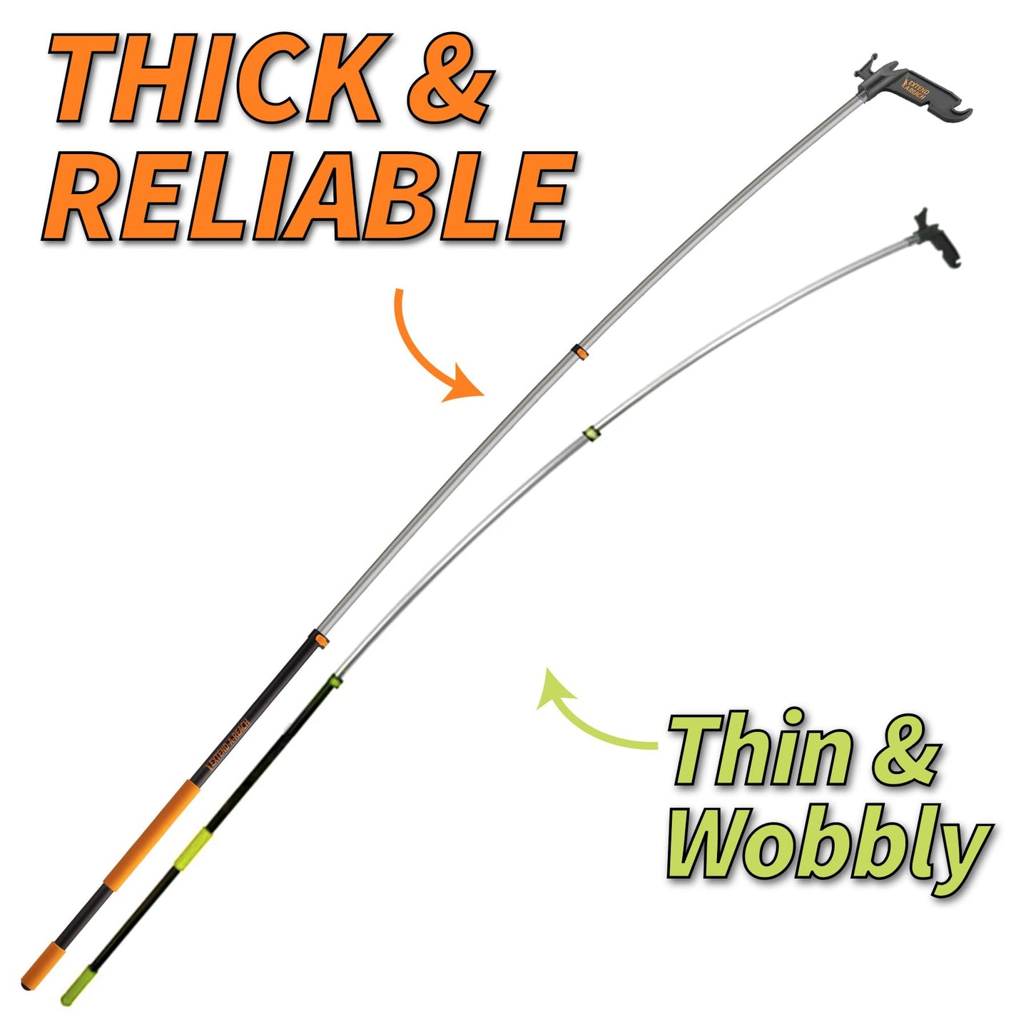 5-30 ft Long Telescopic Extension Pole with Utility Hook // Telescoping Pole for Christmas Lights Installation, String Lights, Birdfeeders // Lightweight and Sturdy // Christmas Light Pole with Hook