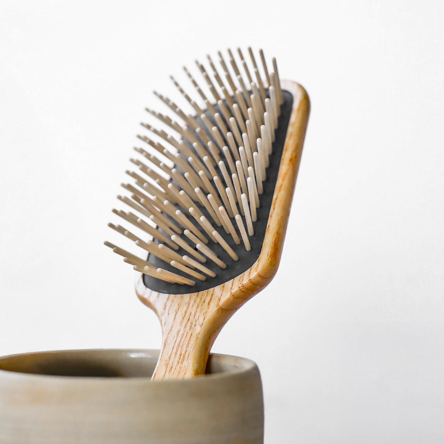 TEK- Rectangular Brush with Long Tooth in Ash Wood Handmade in Italy, for Long, Thick and Straight Hair - 22 x 6.5 cm