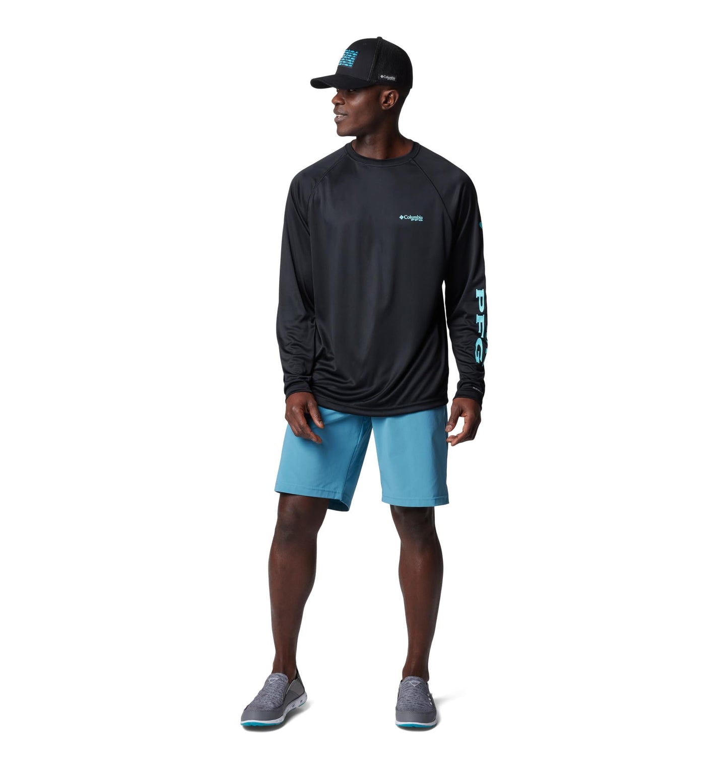 Columbia Men's Terminal Tackle Long Sleeve Shirt, Black/Gulf Stream Logo, X-Large