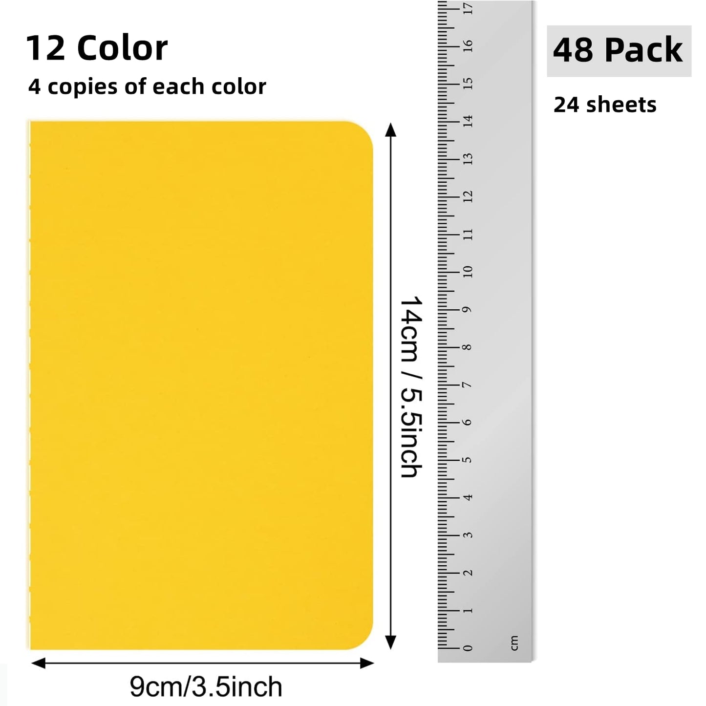48 Pack Small Pocket Notebook, Mini Notebook Bulk Travel Diary Notebook Notepad Set Colorful Notebook, 5.5 X 3.5 Inch, Lined Paper