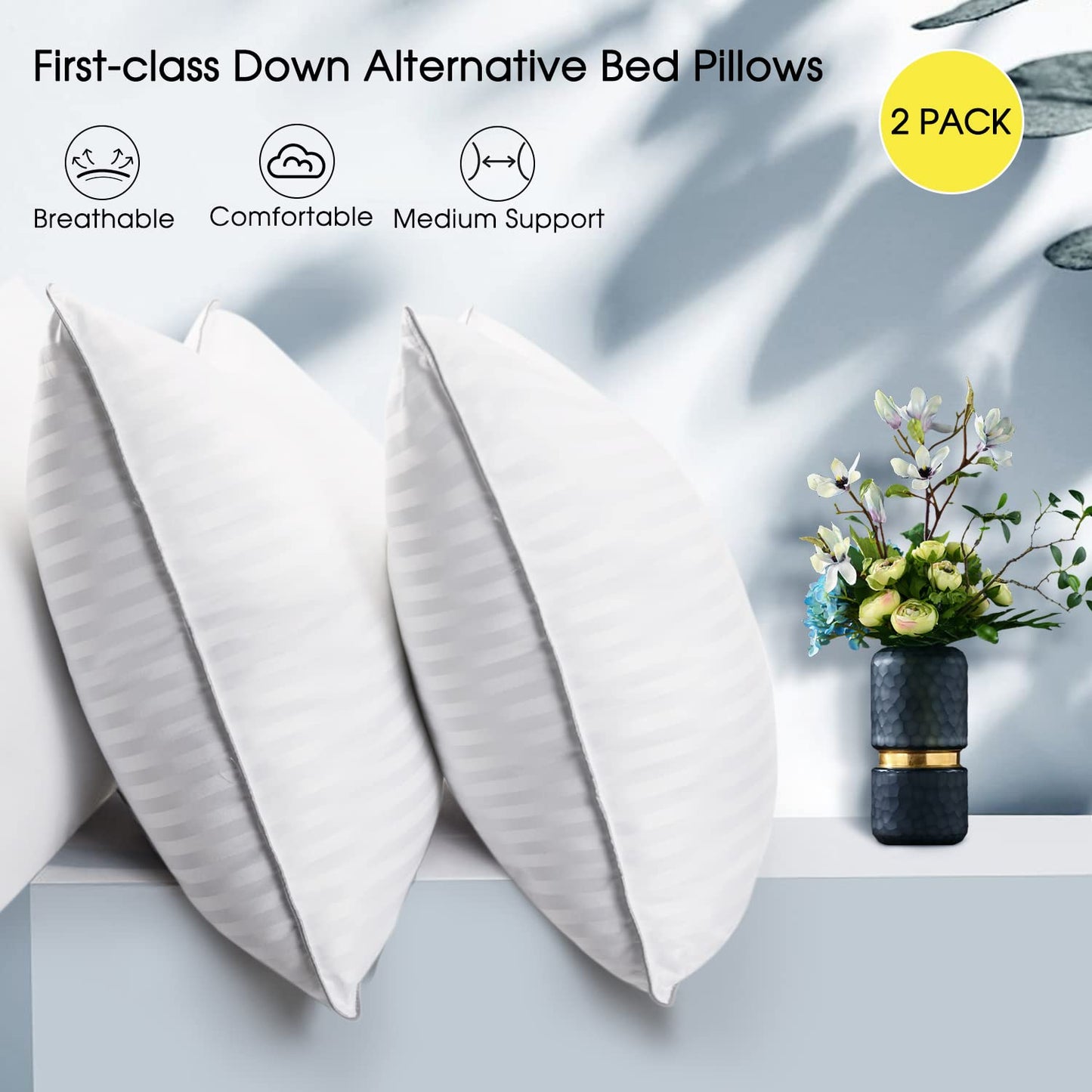 Basic Beyond Down Alternative Bed Pillows King Size - 2 Pack Hotel Collection Hypoallergenic Super Soft Pillow for Sleeping with Bamboo Materials Fill, 20x36
