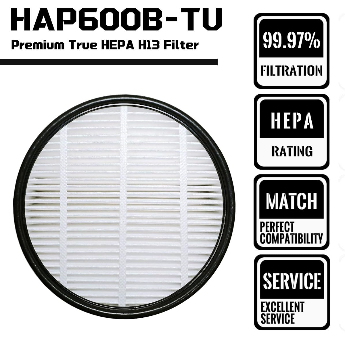 HAP600B-TU 360° HEPA Air Intake Filter Replacement Compatible with Holmes Egg Air Purifier HAP600B-TU, High-Efficiency Filtration, 1-Pack