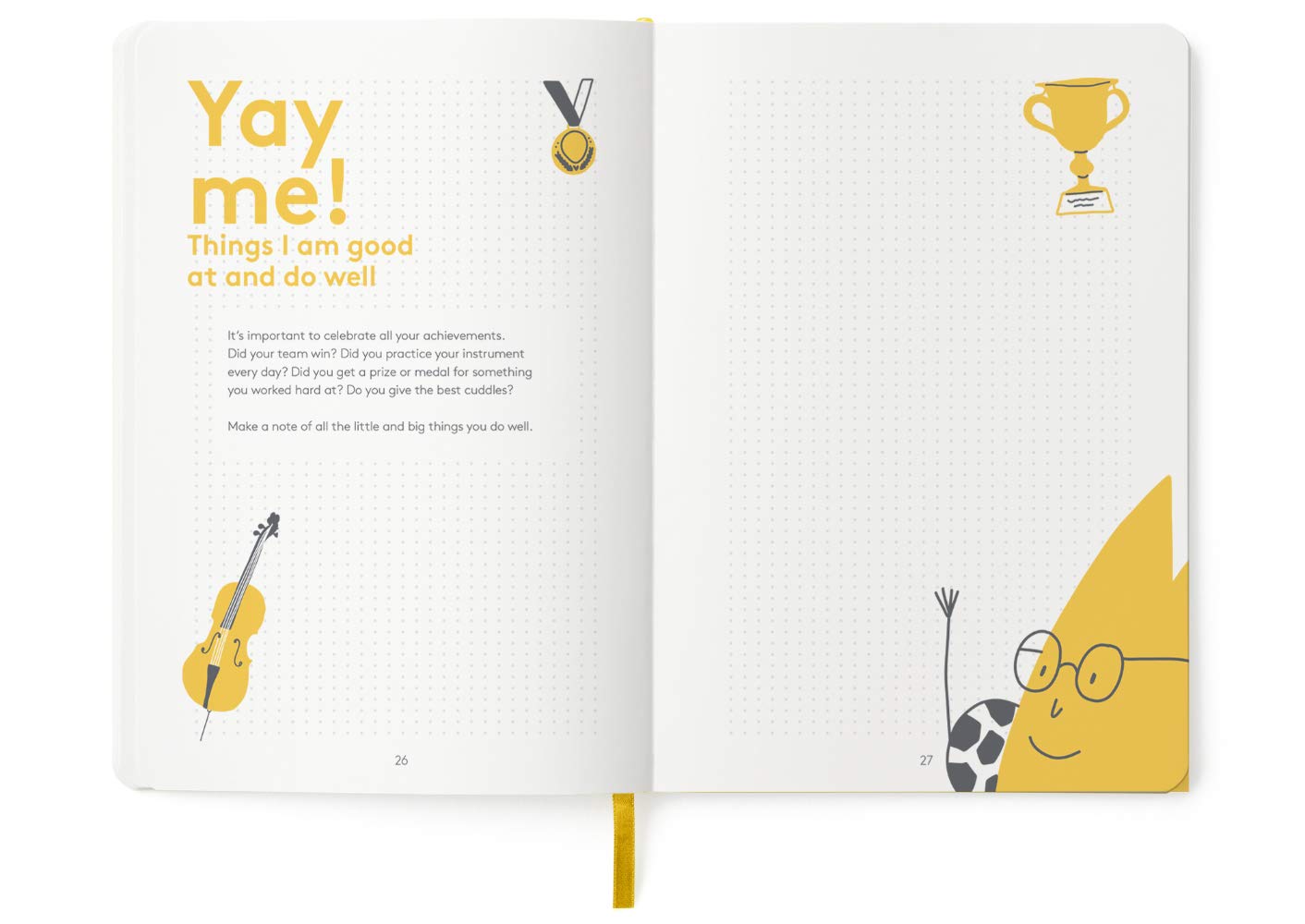 HappyMe - Gratitude Journal for Kids with Daily Prompts, Writing Notebook to Express Thoughts & Feelings, Growth Mindset and Learning Tool for Ages 6-12, Perfect for Reflection, English (US), (Yellow)