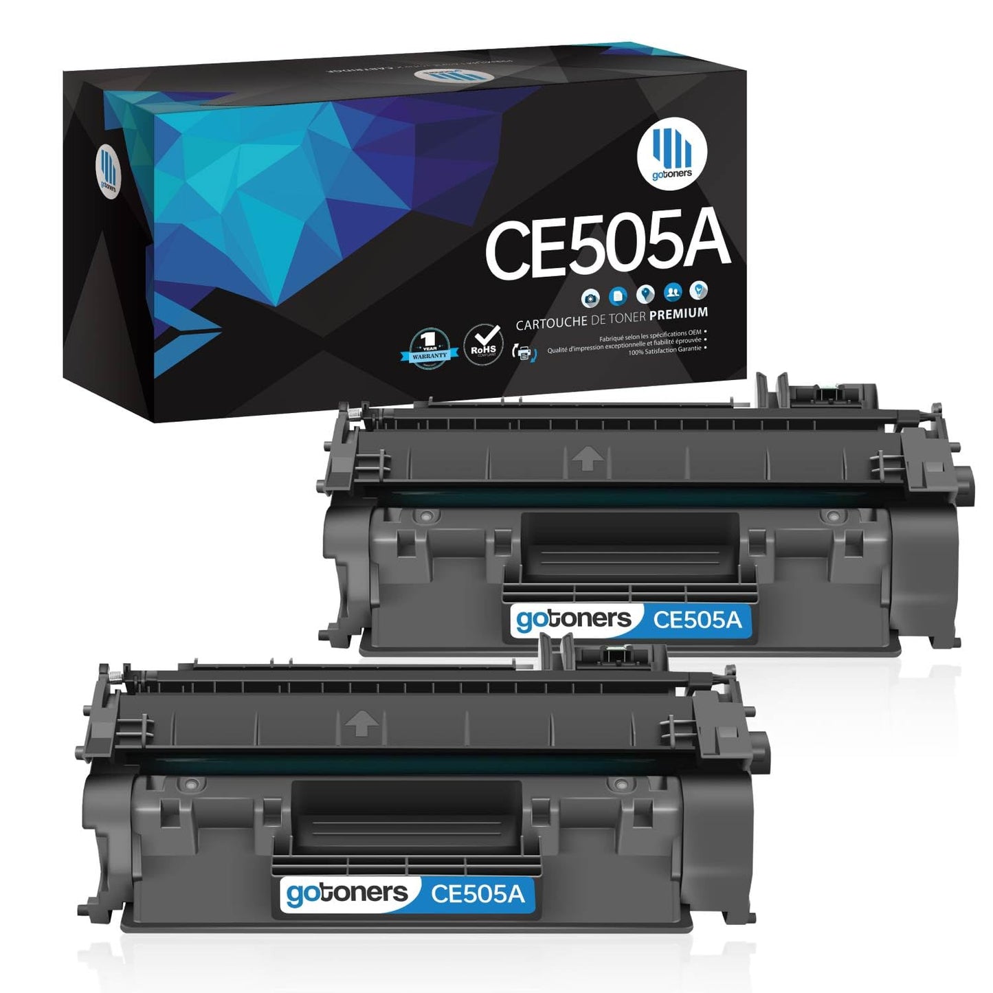 Gotoners CE505A Toner Compatible with HP 05A CF280A Cartridge for P2035 P2035n P2055dn P2055 P2055d P2055dn P2055x (2 x Black)
