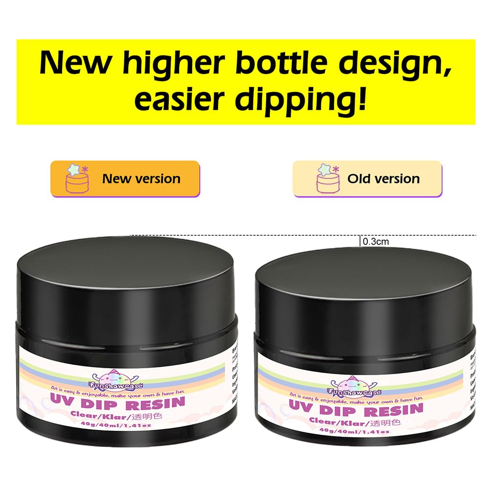 FUNSHOWCASE UV Dip Resin for Wire Flower, Low Odor&Clear UV Resin, UV Dip Resin Liquid for DIY Wire Art, Jewelry Making Glue 12 Color-40ml/Each