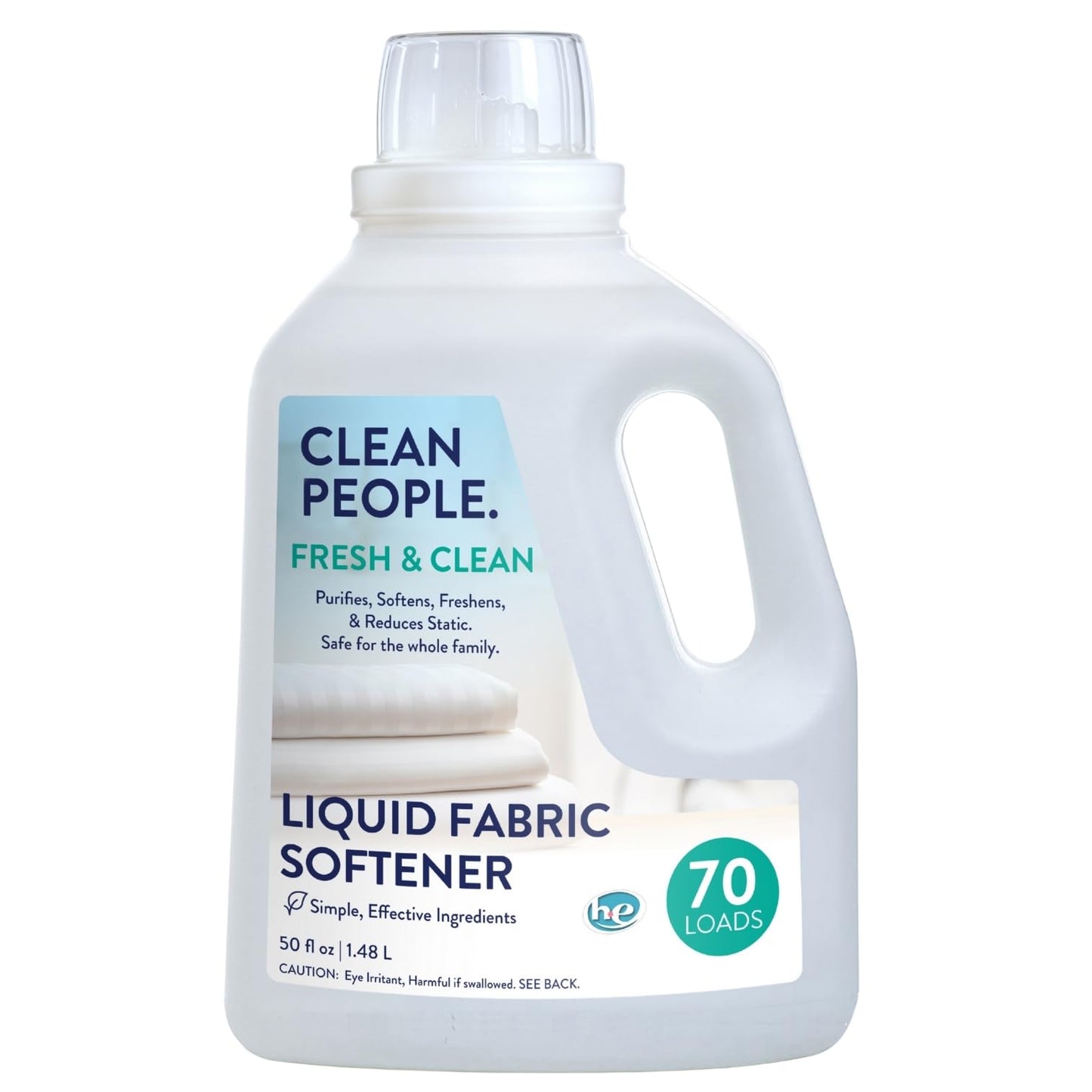 The Clean People Liquid Fabric Softener - Softens & Removes Static Cling - Vegan Scented Laundry Softener - Fresh & Clean, 50 fl oz - 74 Loads