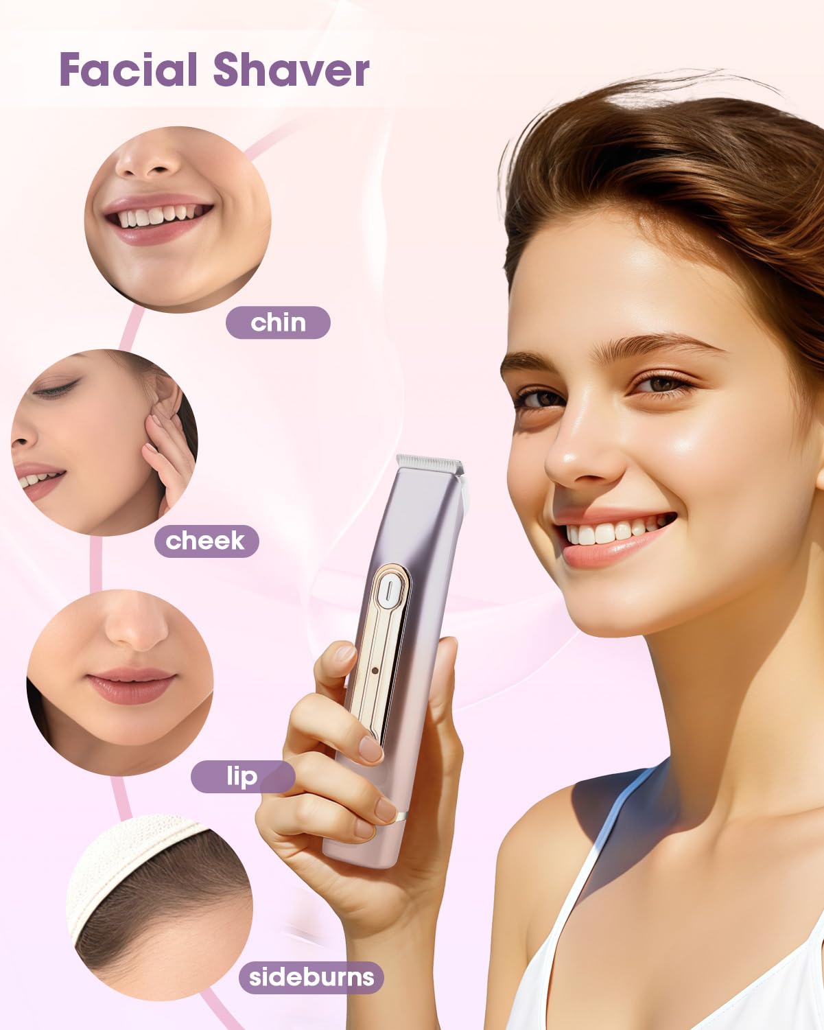 Bikini Trimmer Women, 2 in 1 Women's Electric Shaver, Dual Head Shaver, Electric Razor for Women Pubic Hair/Legs/Arms/Armpit/Face (Dazzling Purple)