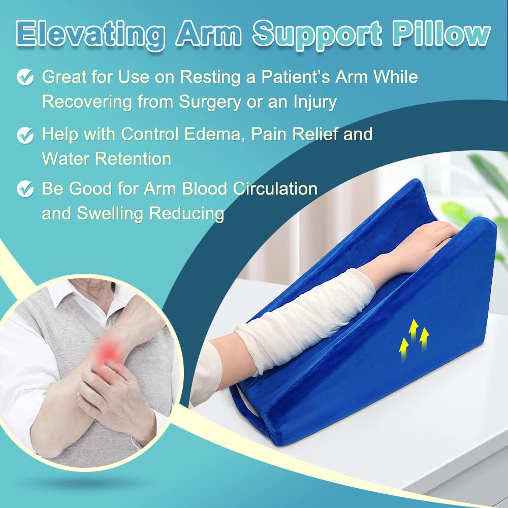 Arm Elevation Pillow Support Wedge Elevating Arm Medical Pillow Post Surgery Elevated Surgical Wedge Arm Pillows for Sleeping Elbow Therapy Wedge Foam Support Hand Elevator Broken Arm Wrist Recovery