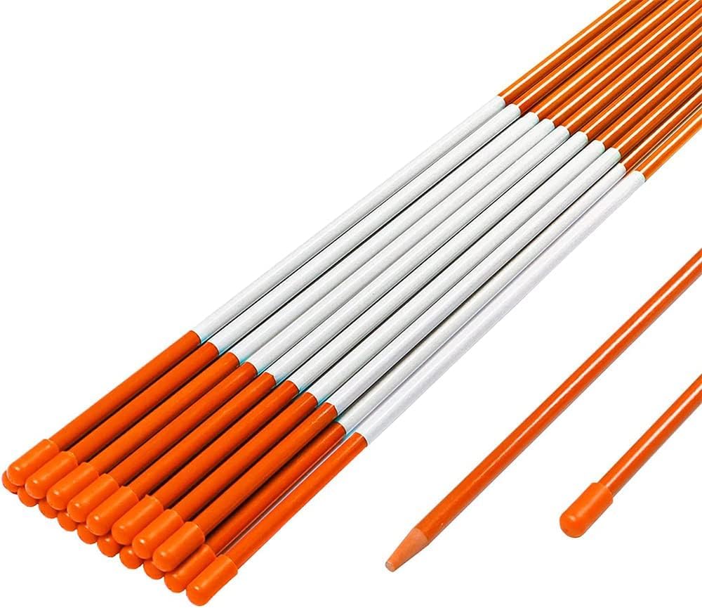 OYYQ 48 Inch 5/16 Inch Diameter Orange Driveway Markers, Fiberglass Snow Stakes with Reflective Tape (20)