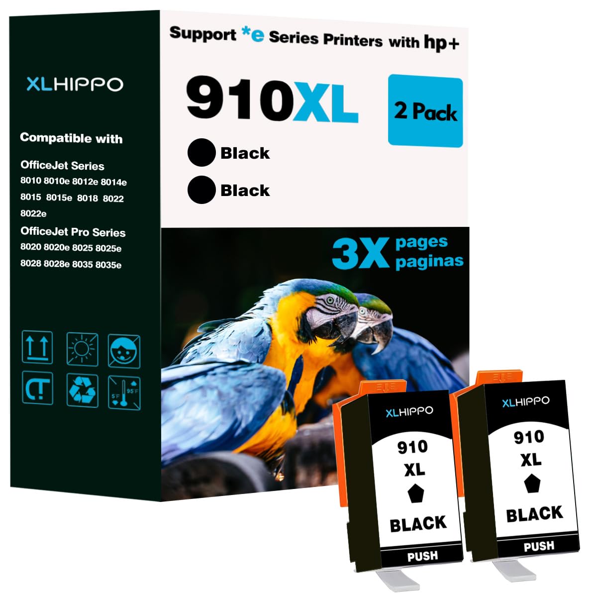 910XL Black Ink Cartridge Replacement for HP 910 XL HP910 Work on HP OfficeJet Pro 8015e 8025e 8028e 8035e 8022e 8010e 8020 8025 8035 8010 e Printer| 2-Pack
