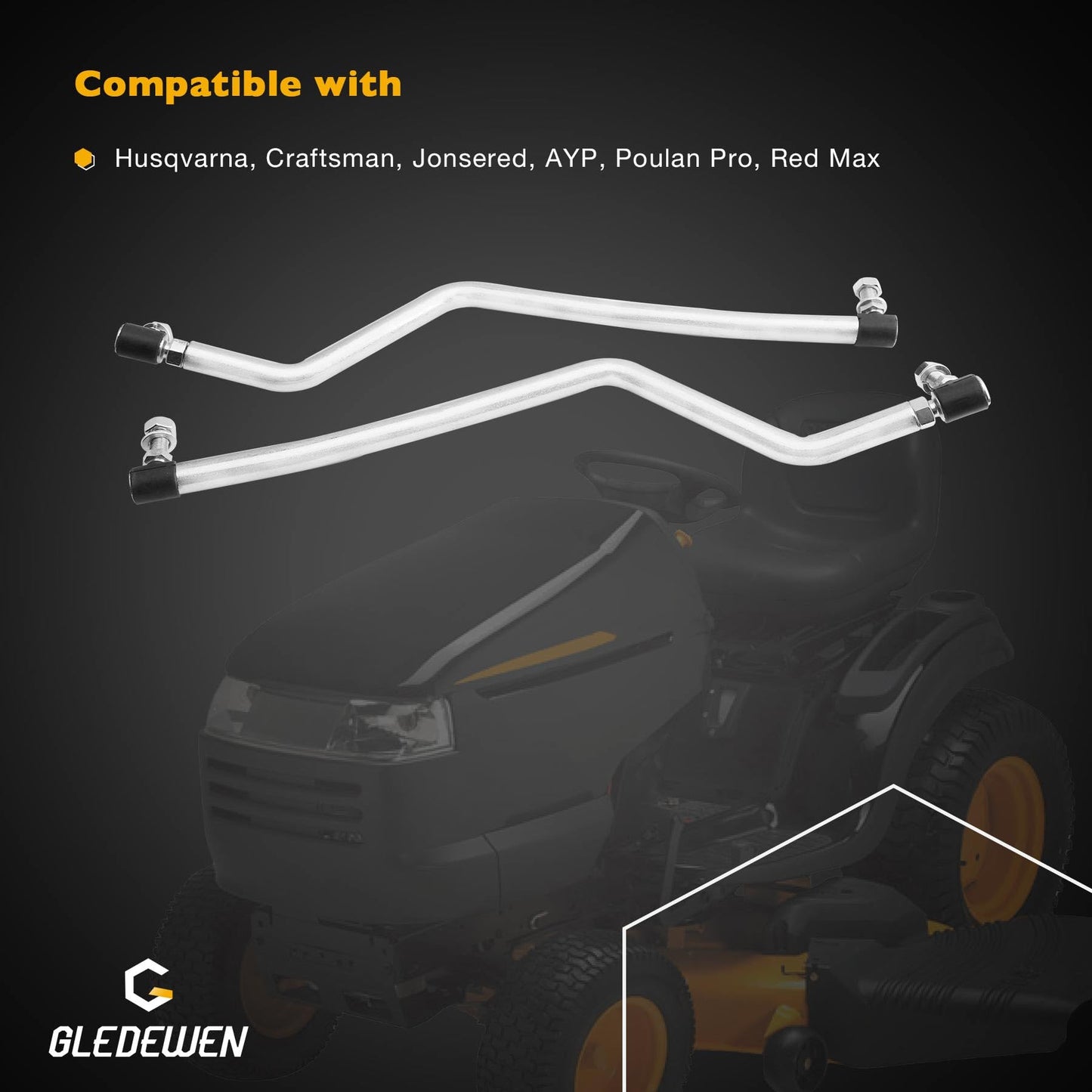 Gledewen Adjustable LH/RH Steering Drag Link Set Fit 436884 & 436885,Compatible with Husqvarna Craftsman AYP Poulan Pro Jonsered Lawn Mower Replace# 532436884 532436885 583513301 & 583513401