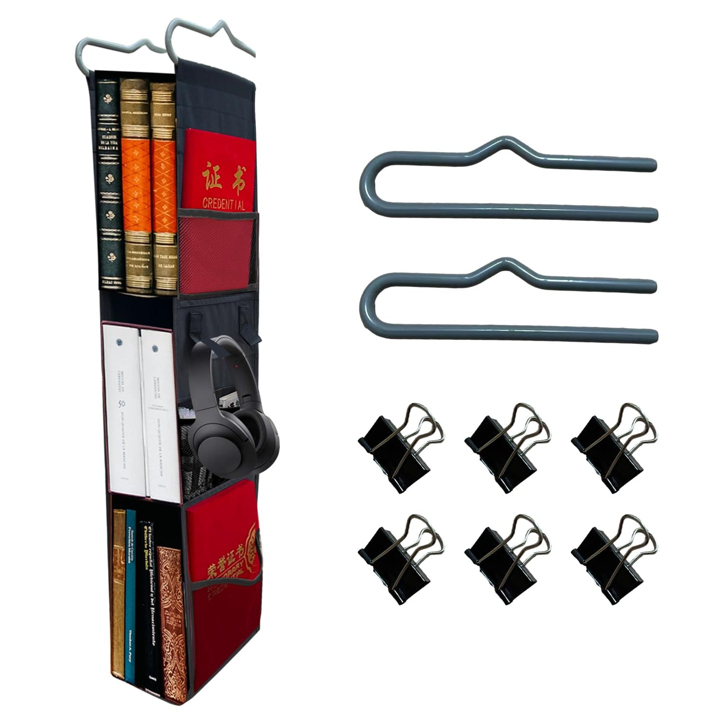 CATECASE Hanging Locker Organizer - 3 Shelf Adjustable Storage Solution for School, Work, Gym, and Closet - Easy to Install and Efficiently Organize Your Locker (Black)