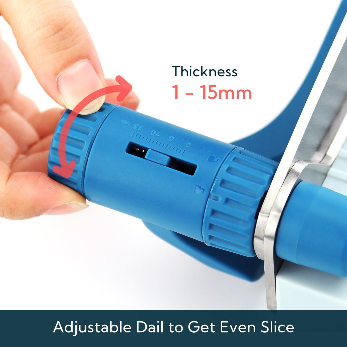 KITCHENDAO Multipurpose Cheese and Food Slicer with Adjustable Thickness Dial, Dual-Blade Cutting System for Easy Slicing, Safety Lock, Block Cheese Sausage Vegetable Biltong Beef Jerky Cutter