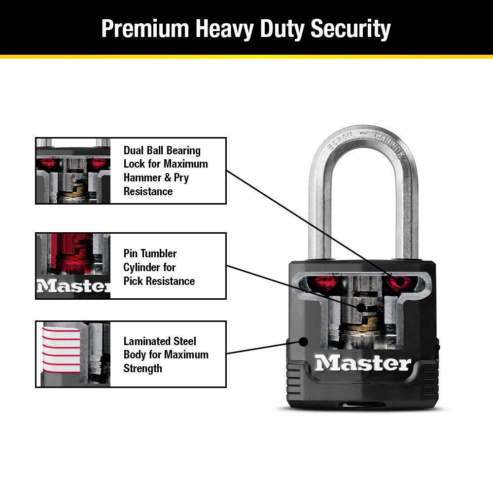 Master Lock Magnum Heavy Duty Outdoor Padlock with Key, 1 Pack M115XDLF