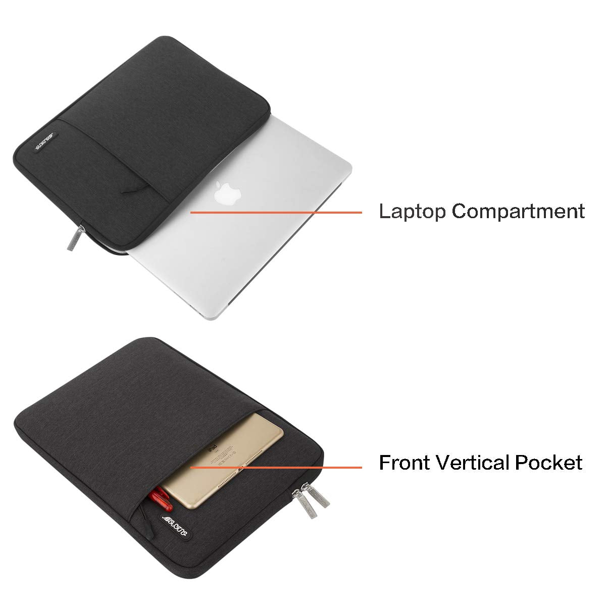 MOSISO Laptop Sleeve Bag Compatible with Laptop 18 inch, Polyester Vertical Case with Pocket, Black